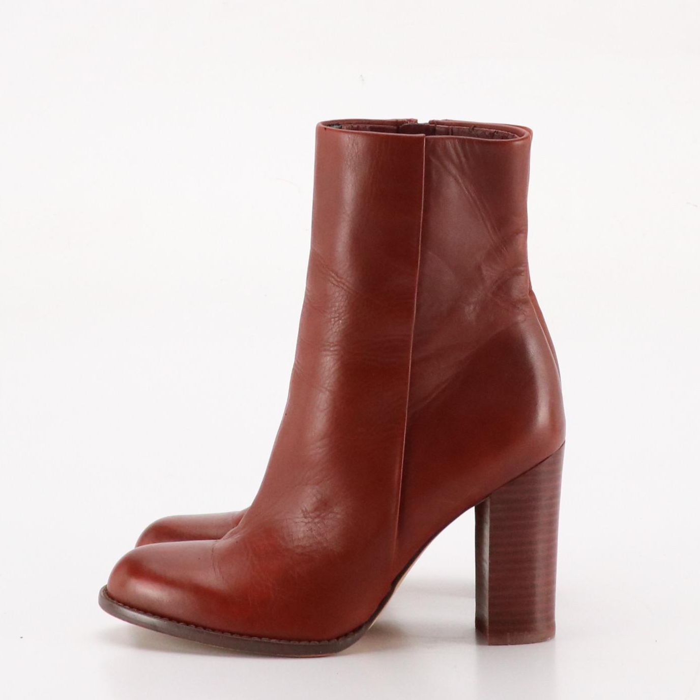 Sam Edelman Heeled Ankle Boots in Mahogany Brown Leather