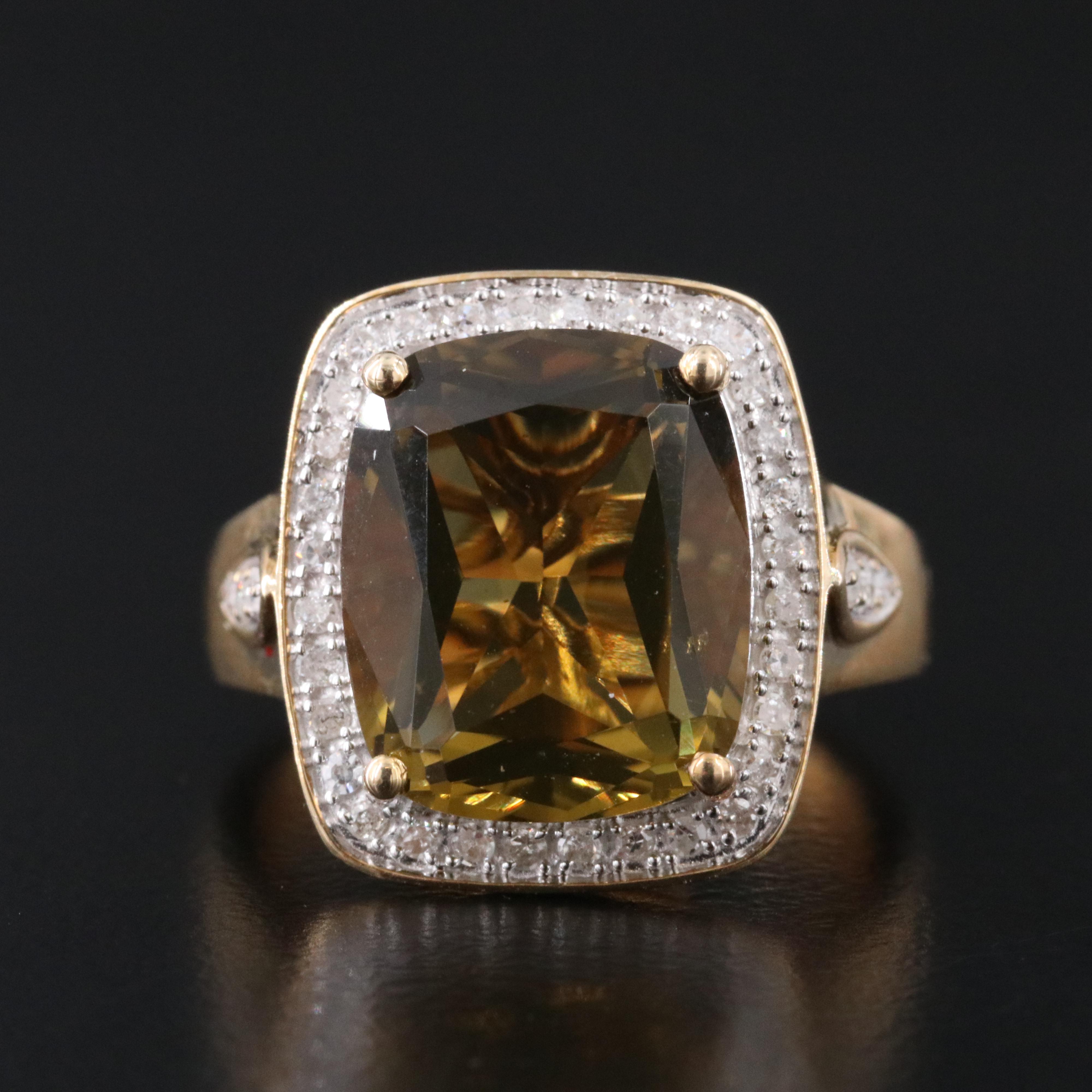 14K Citrine and Diamond Ring