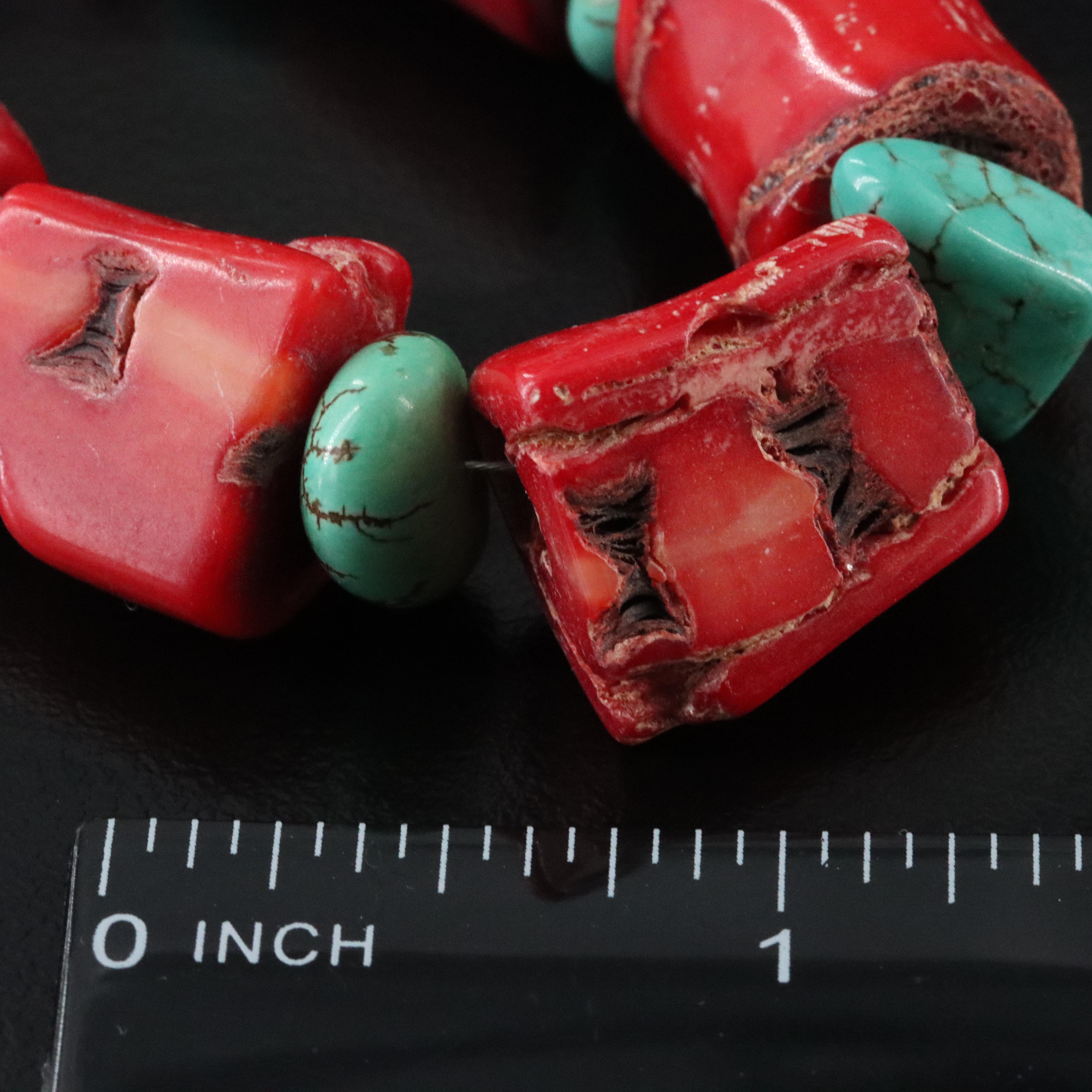 Coral and Turquoise Featured in Necklaces with Sterling Clasps and Pendant