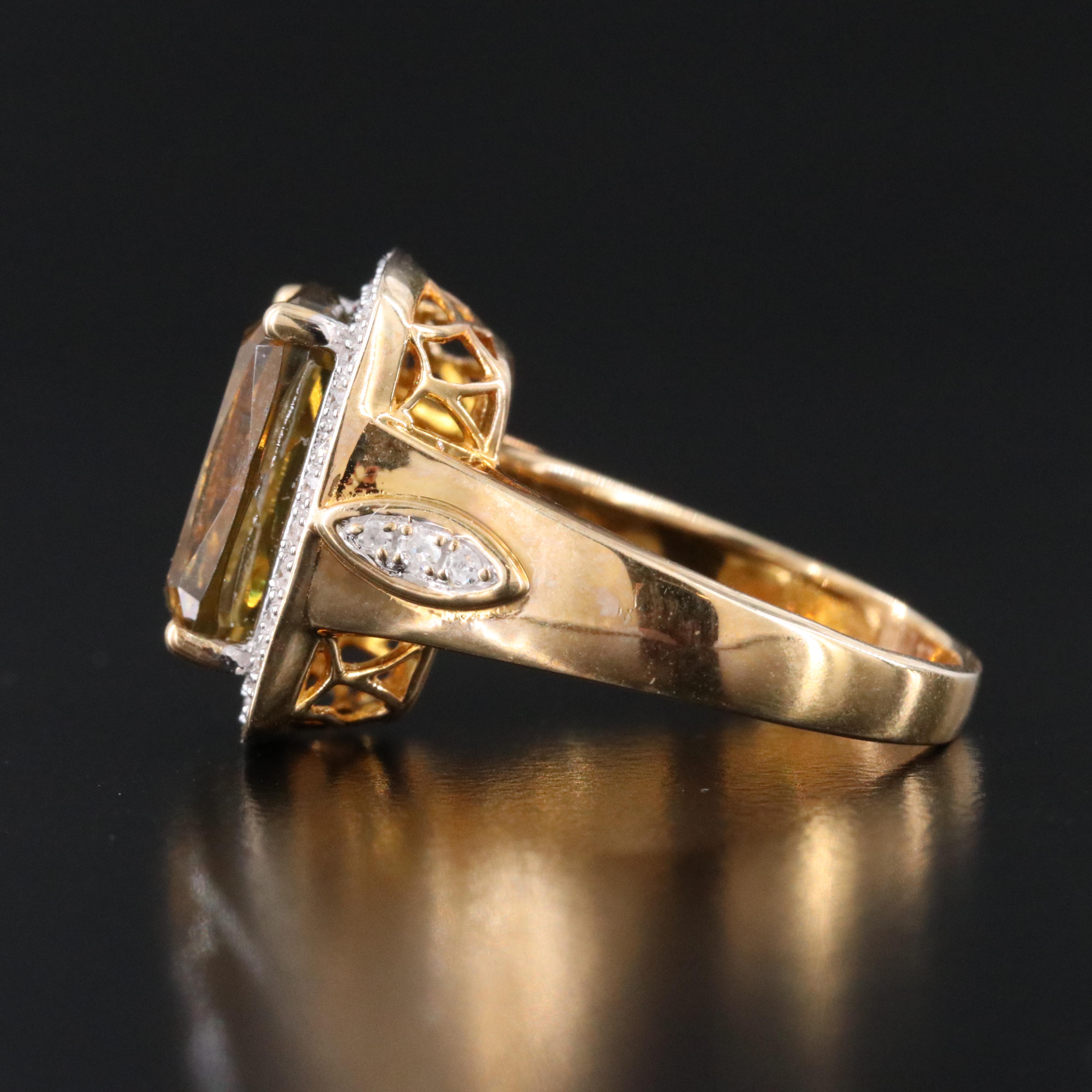 14K Citrine and Diamond Ring