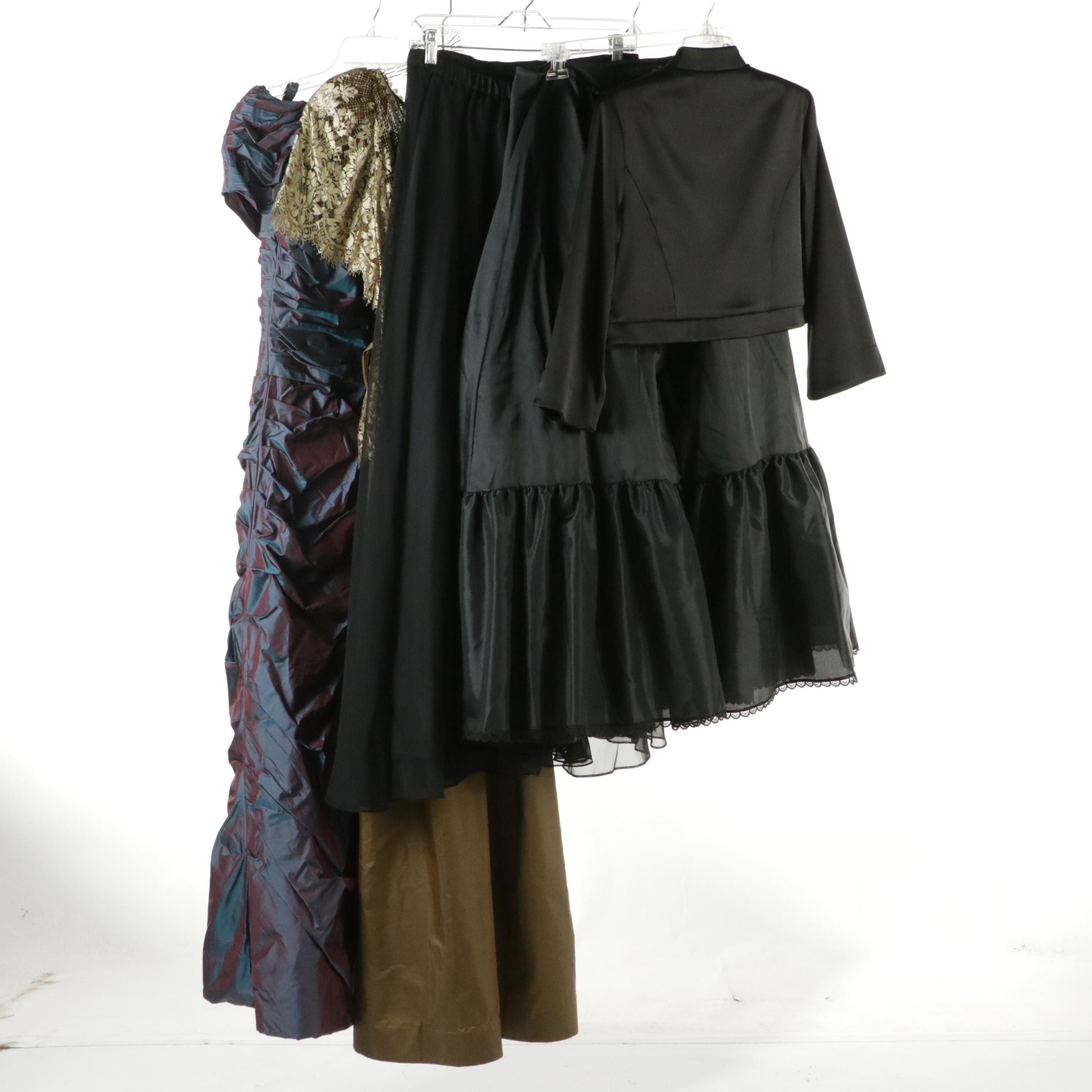 Catherine Regehr Ruched Silk and Farinae Lace Evening Gowns, Other Skirts & More