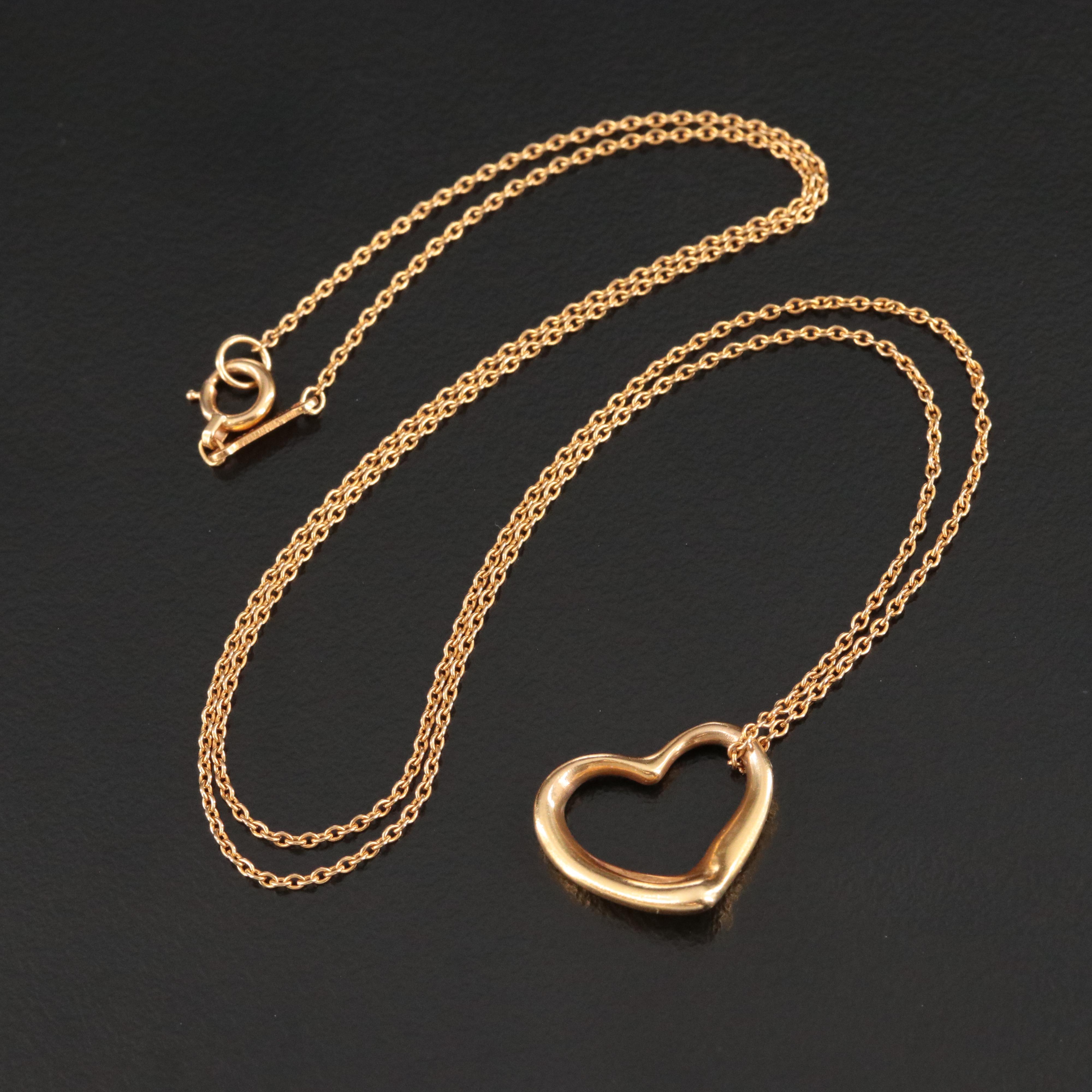 Elsa Peretti for Tiffany & Co. Open Heart 18K Pendant Necklace