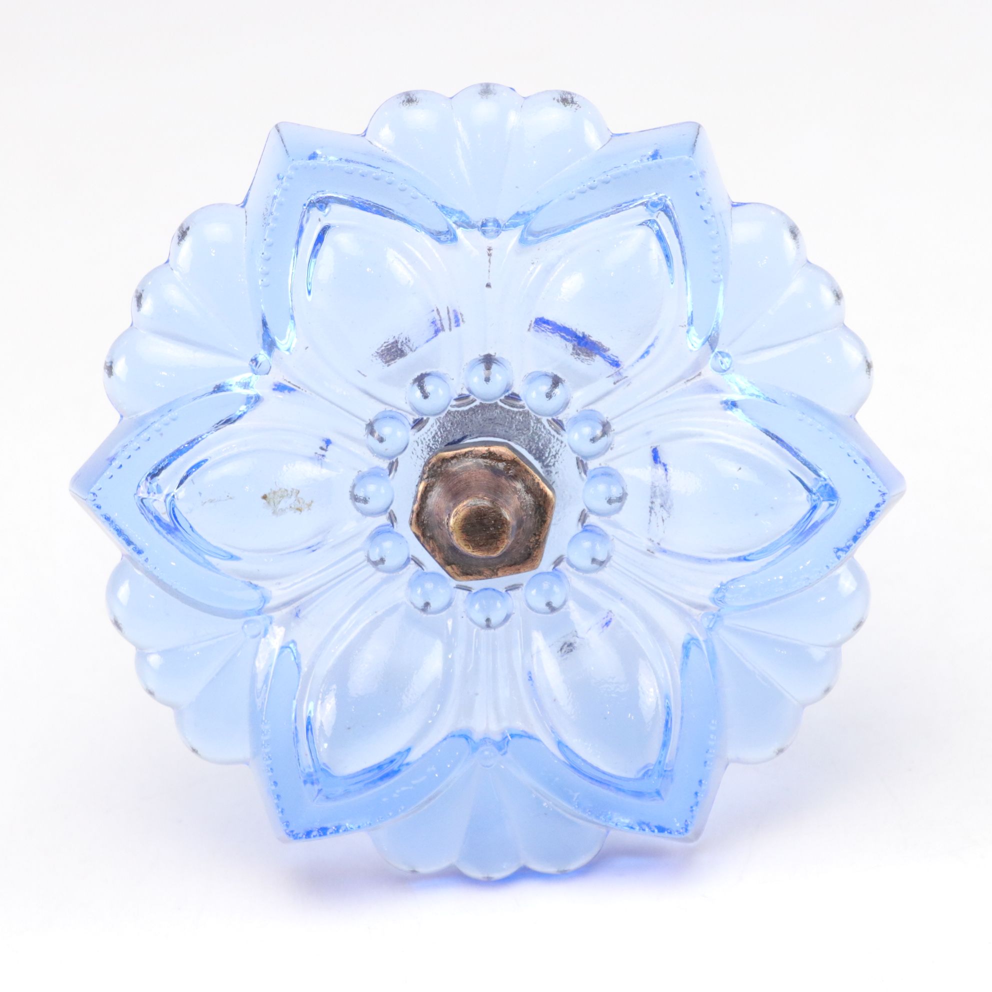 Victorian Style Green and Blue Pressed Glass Curtain Tiebacks