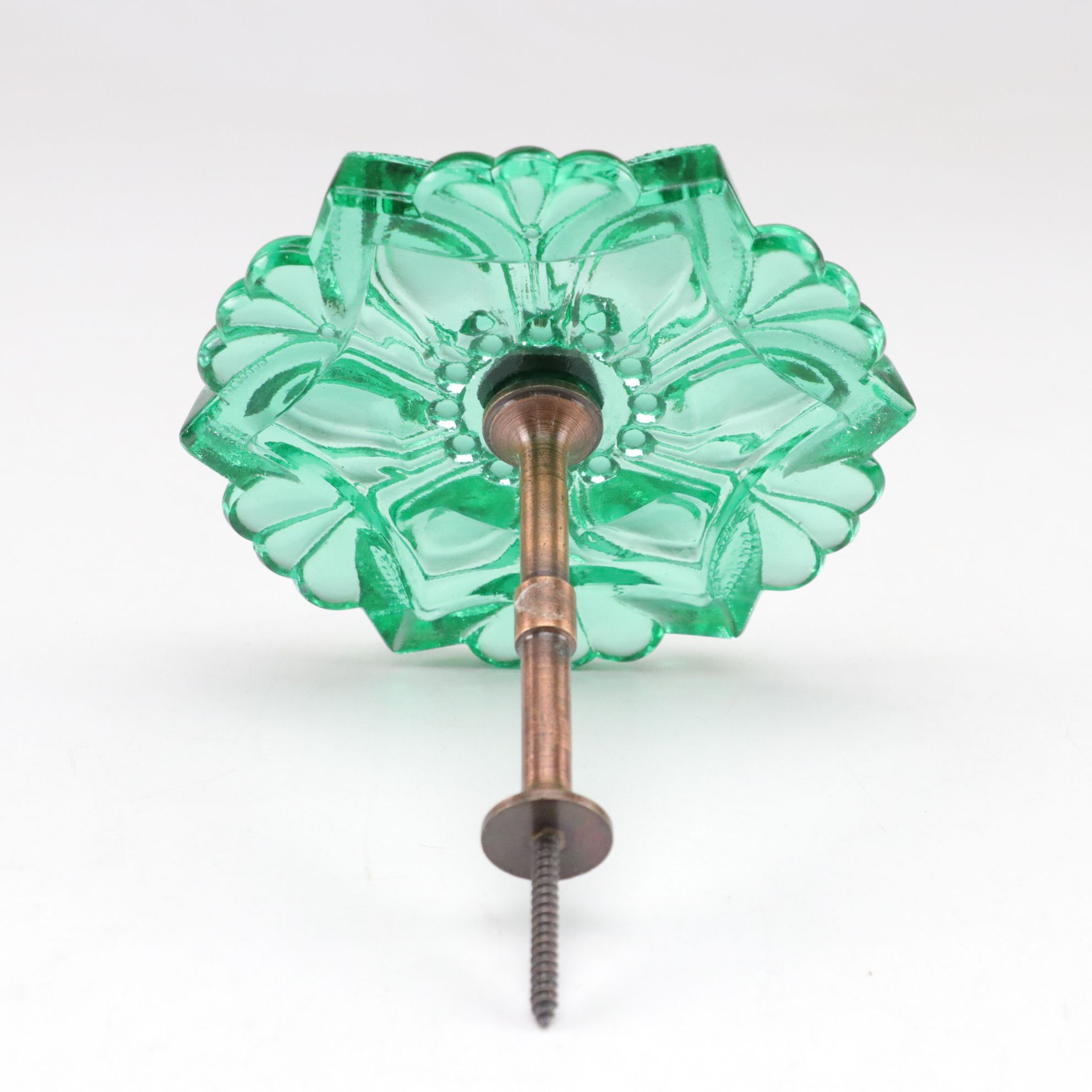 Victorian Style Green and Blue Pressed Glass Curtain Tiebacks