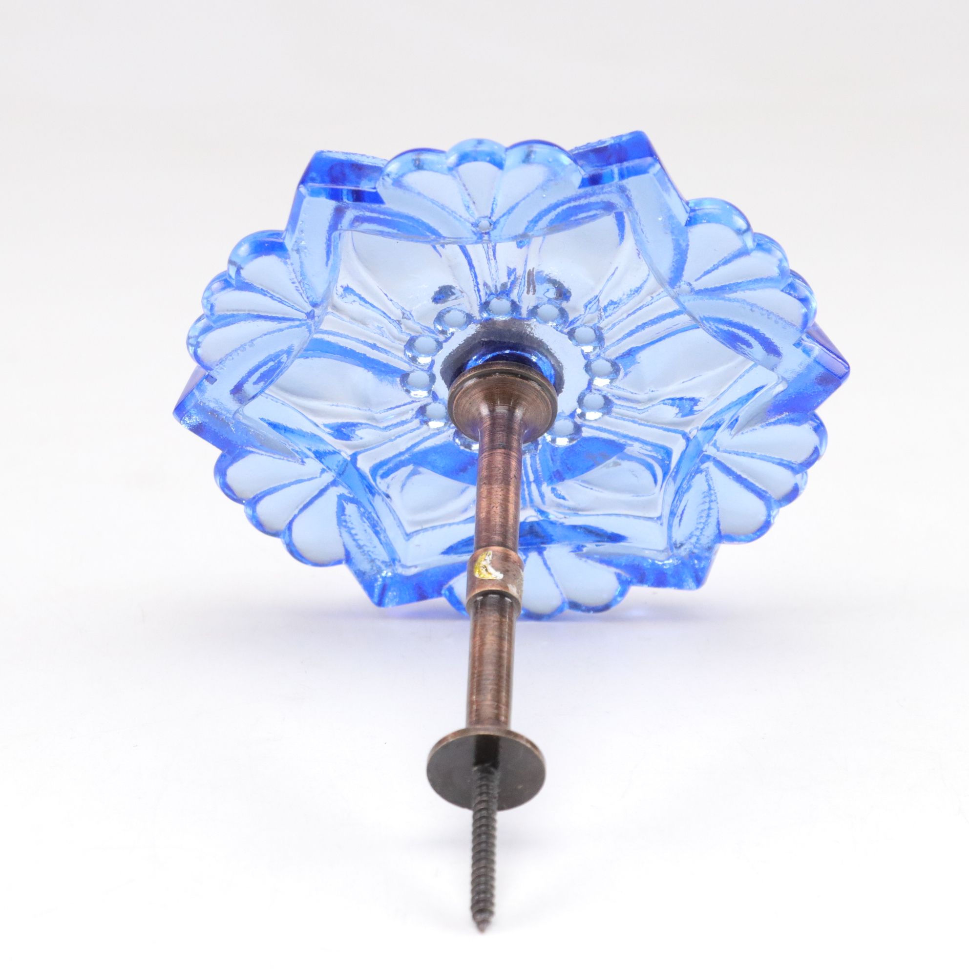 Victorian Style Green and Blue Pressed Glass Curtain Tiebacks