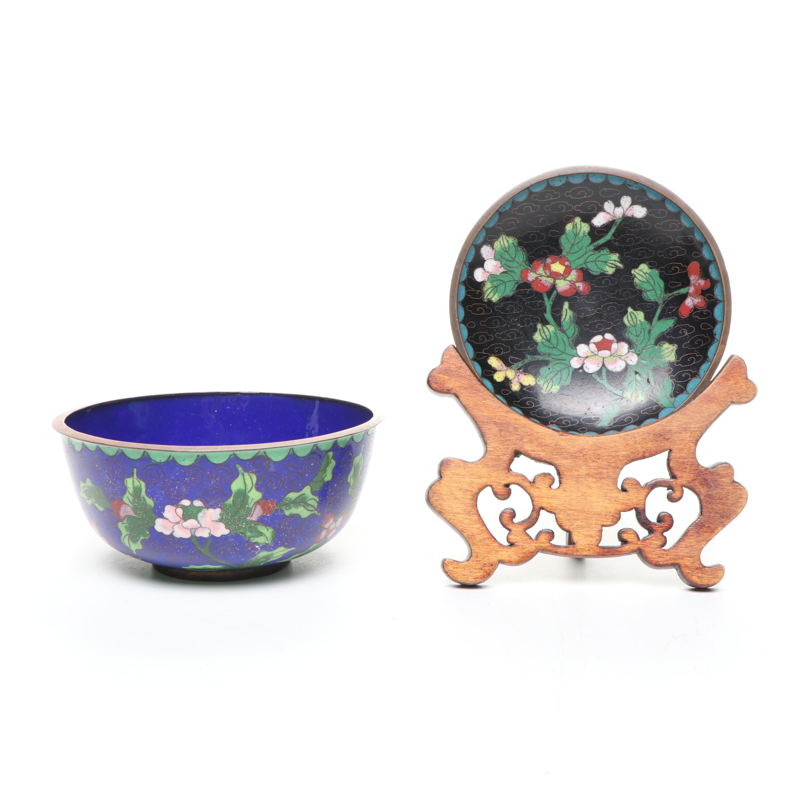 Chinese Cloisonné Enamel and Metal Trinket Dishes with Bowls