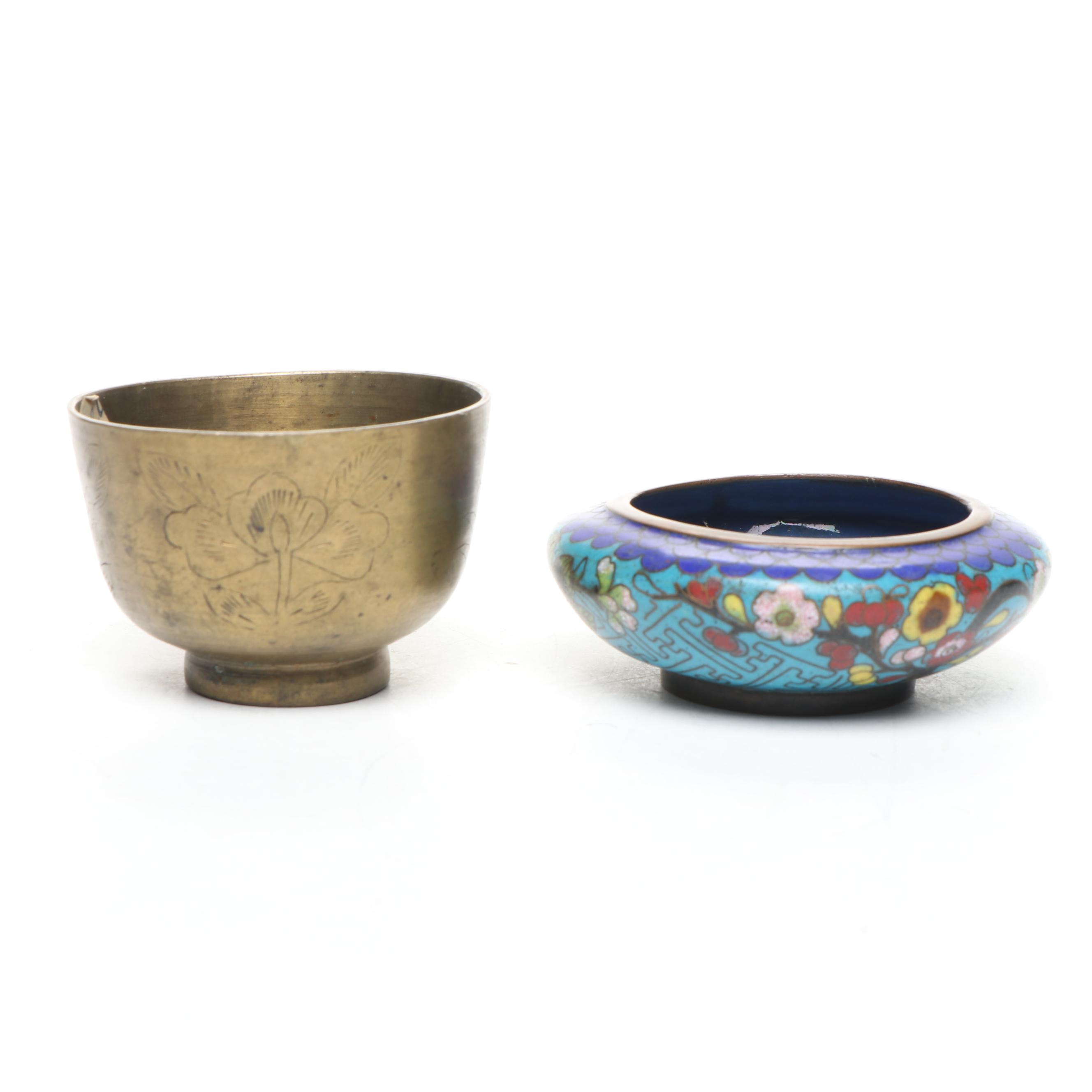 Chinese Cloisonné Enamel and Metal Trinket Dishes with Bowls