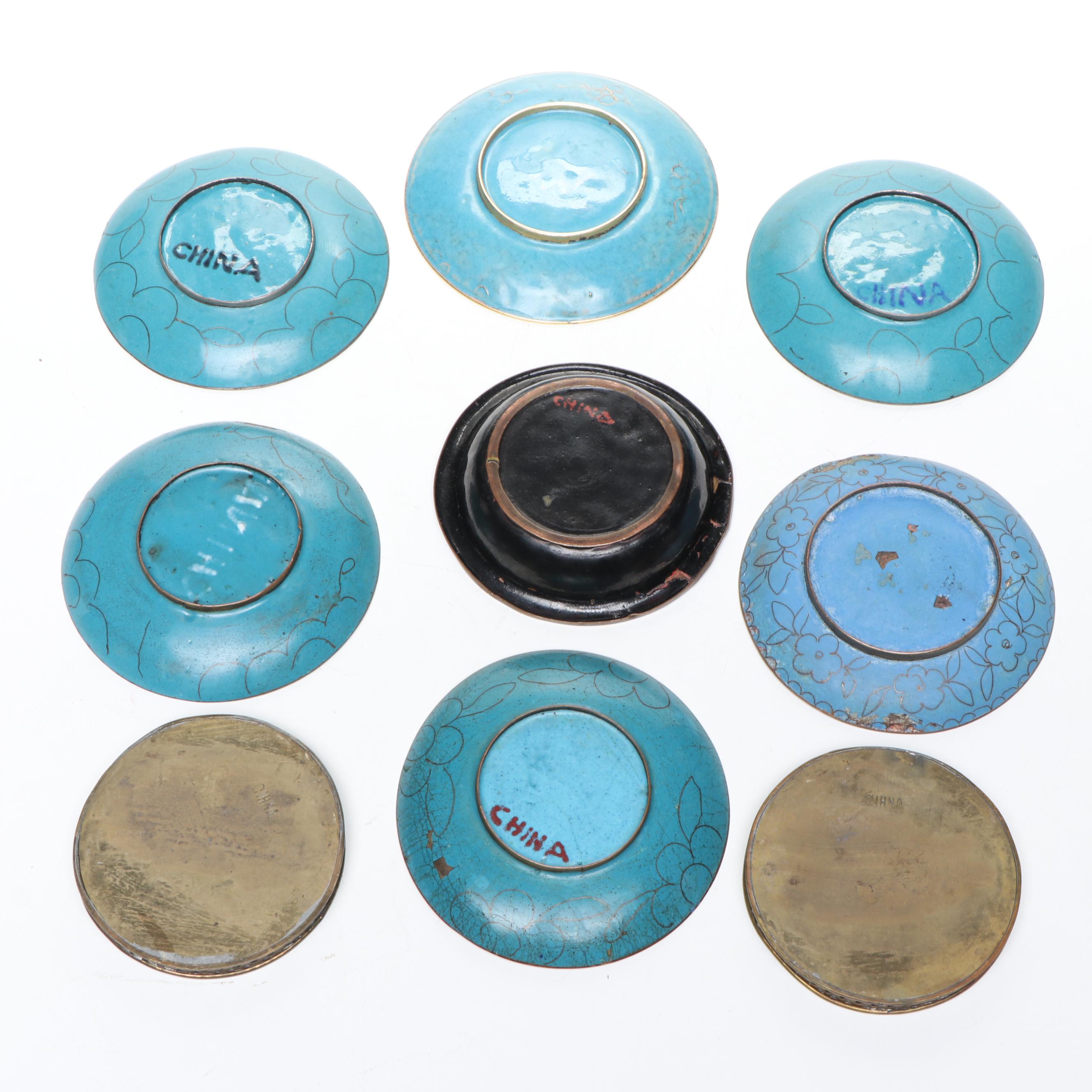 Chinese Cloisonné Enamel and Metal Trinket Dishes with Bowls