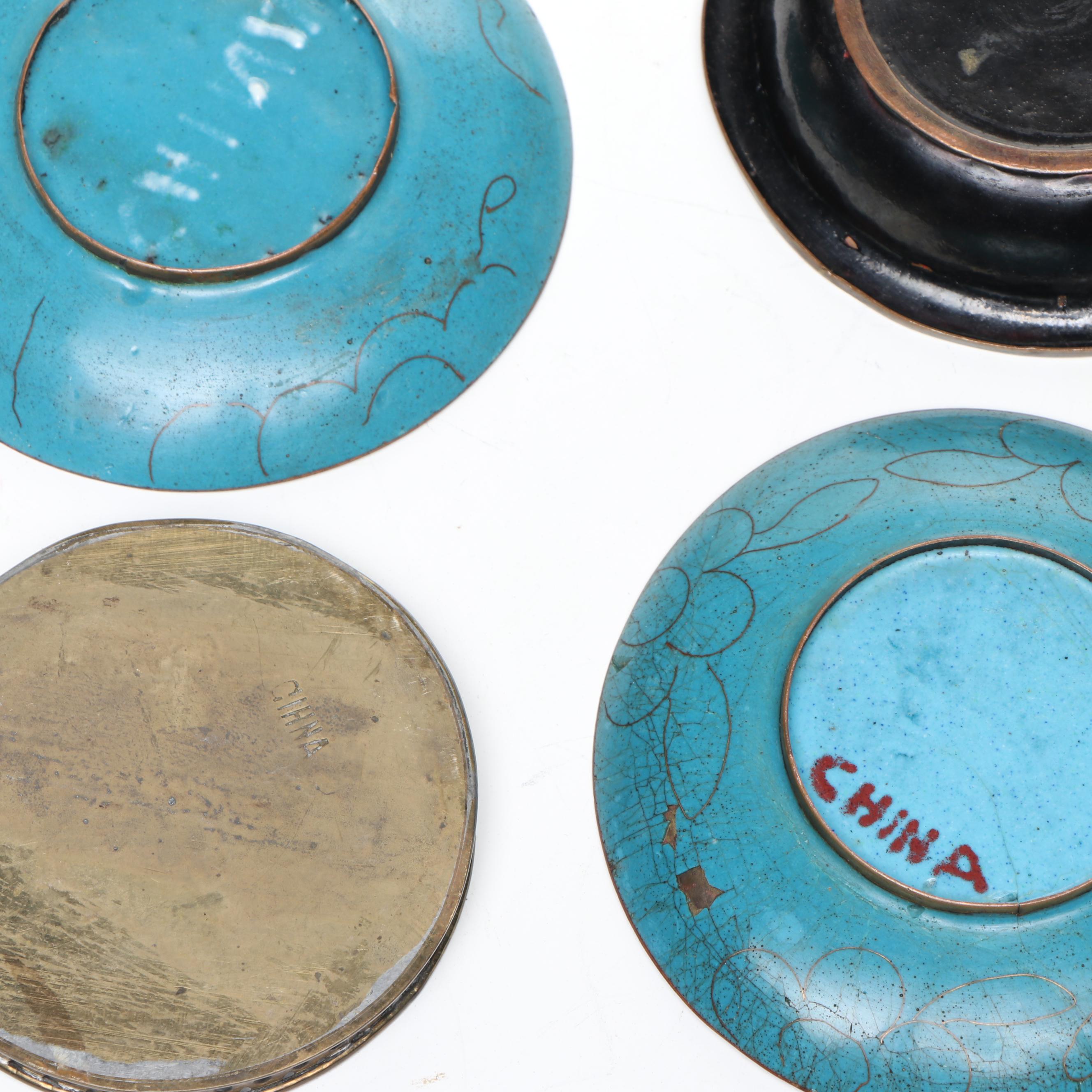 Chinese Cloisonné Enamel and Metal Trinket Dishes with Bowls