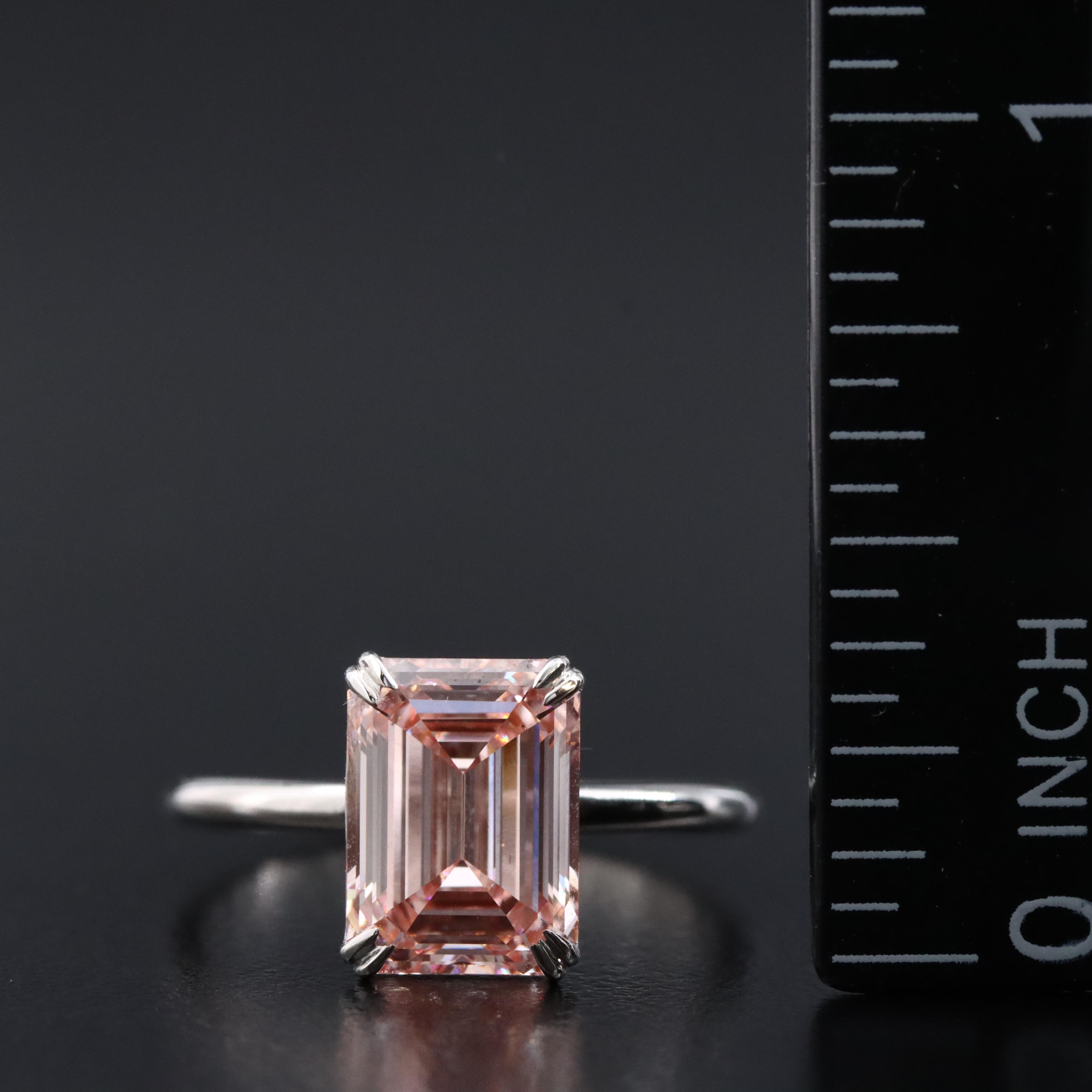 Platinum 3.01 CT Lab Grown Fancy Diamond Solitaire Ring with IGI Report