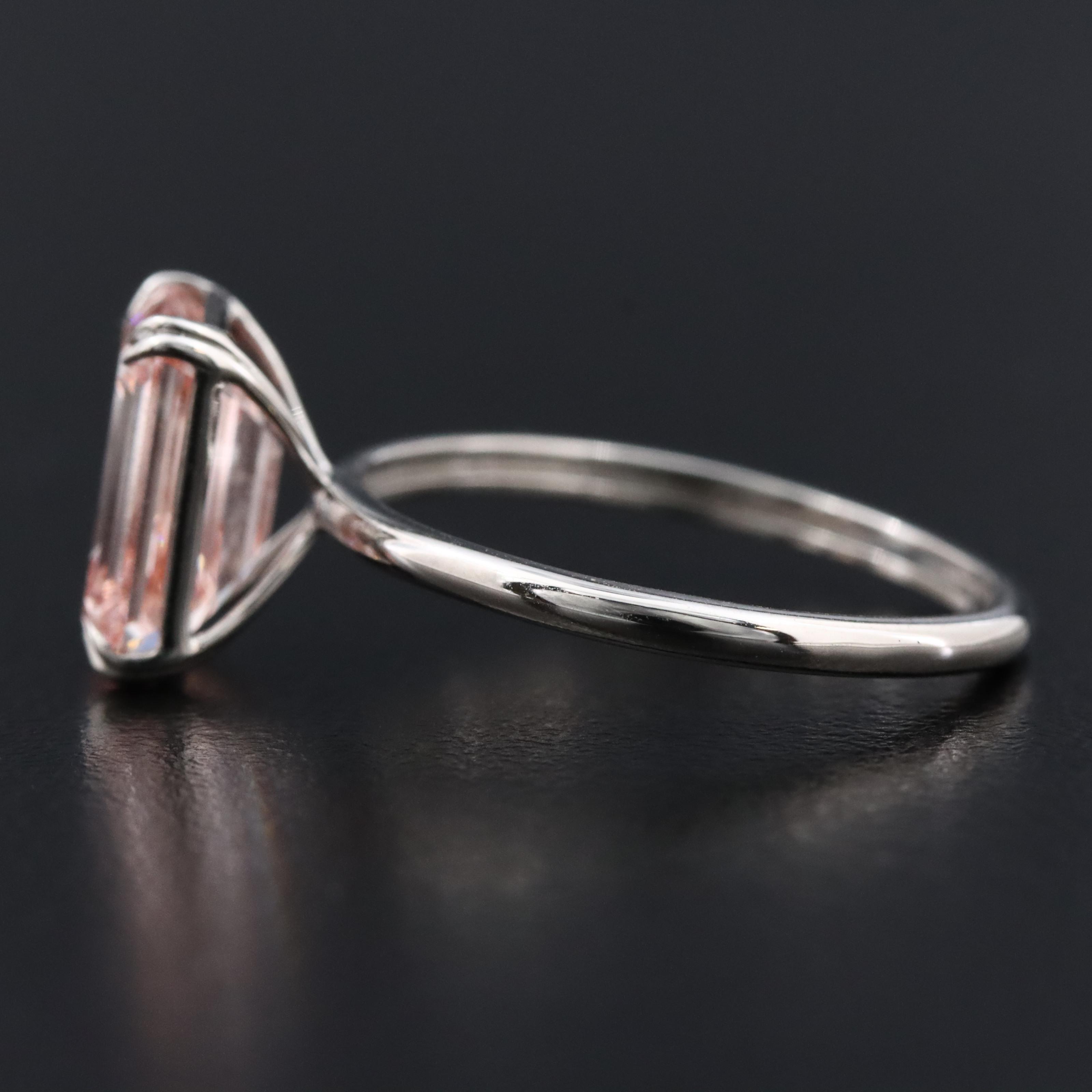 Platinum 3.01 CT Lab Grown Fancy Diamond Solitaire Ring with IGI Report