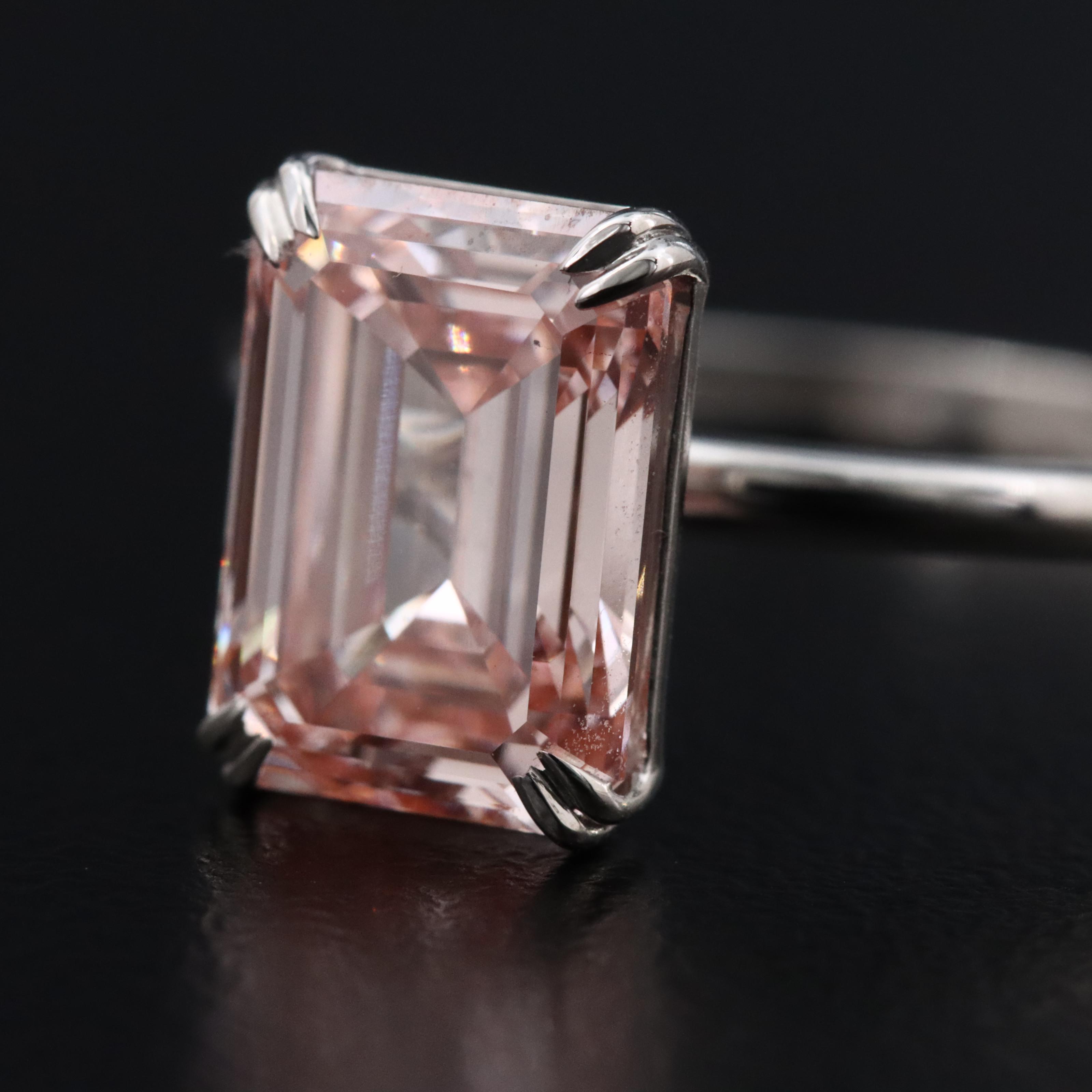 Platinum 3.01 CT Lab Grown Fancy Diamond Solitaire Ring with IGI Report