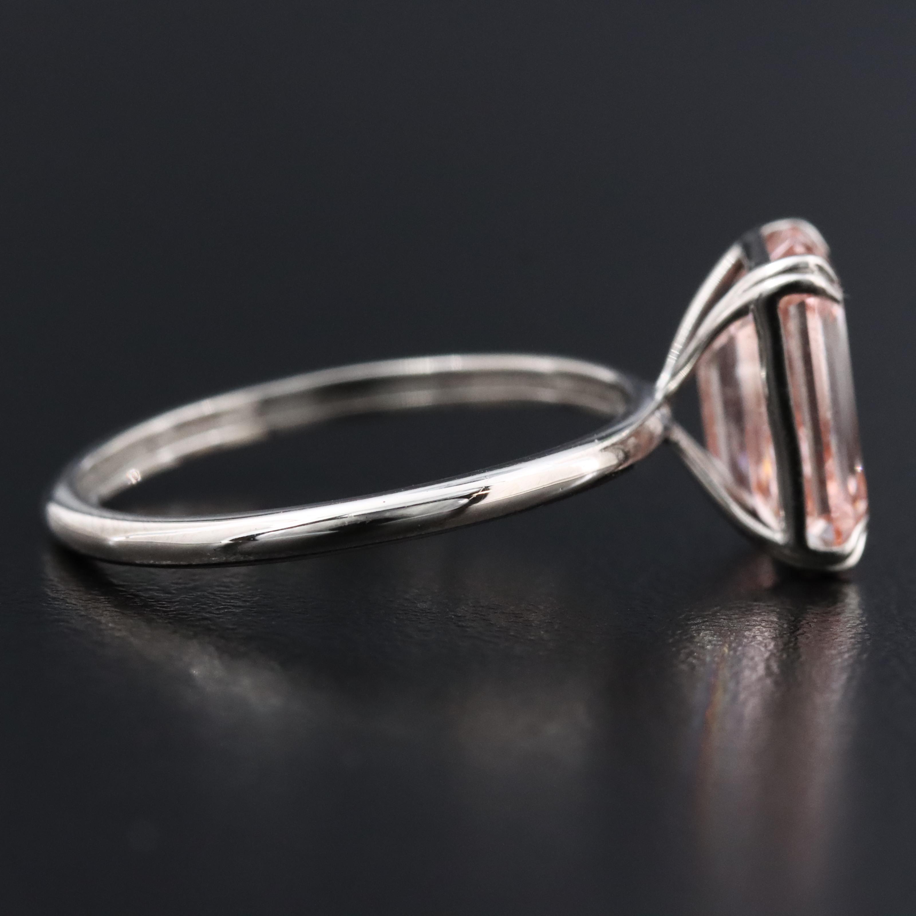 Platinum 3.01 CT Lab Grown Fancy Diamond Solitaire Ring with IGI Report