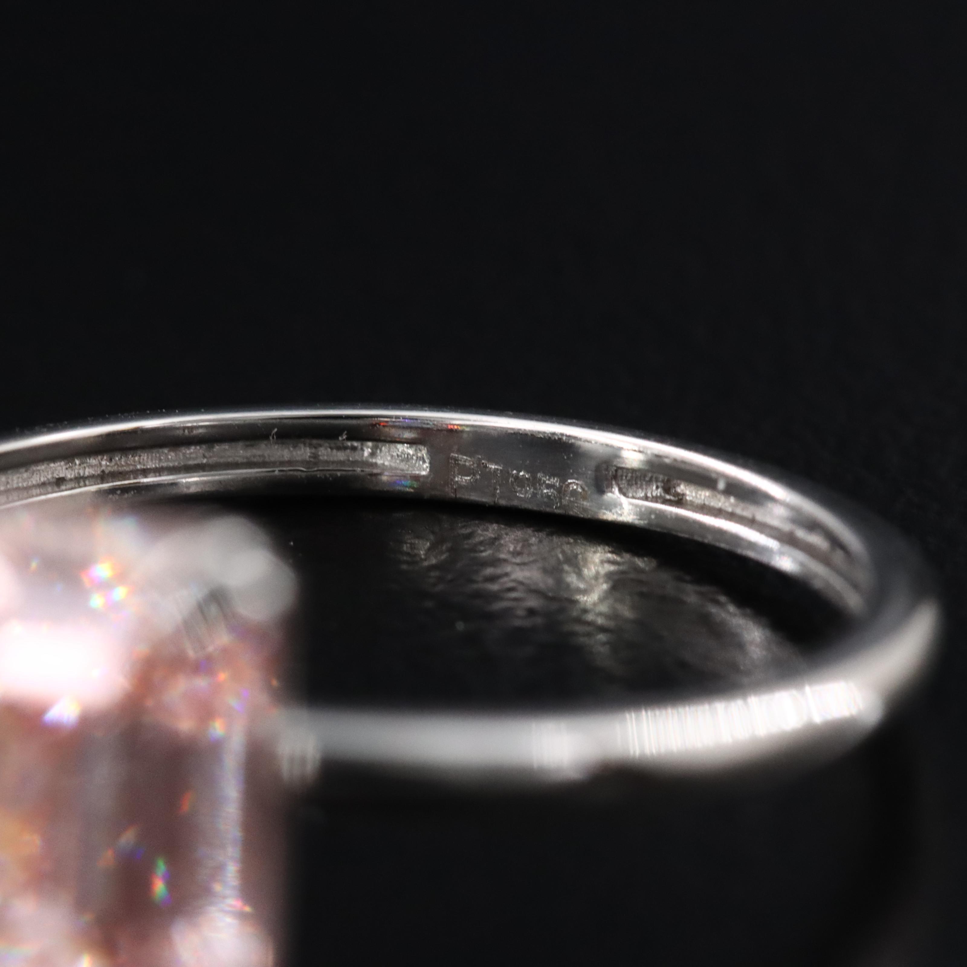 Platinum 3.01 CT Lab Grown Fancy Diamond Solitaire Ring with IGI Report