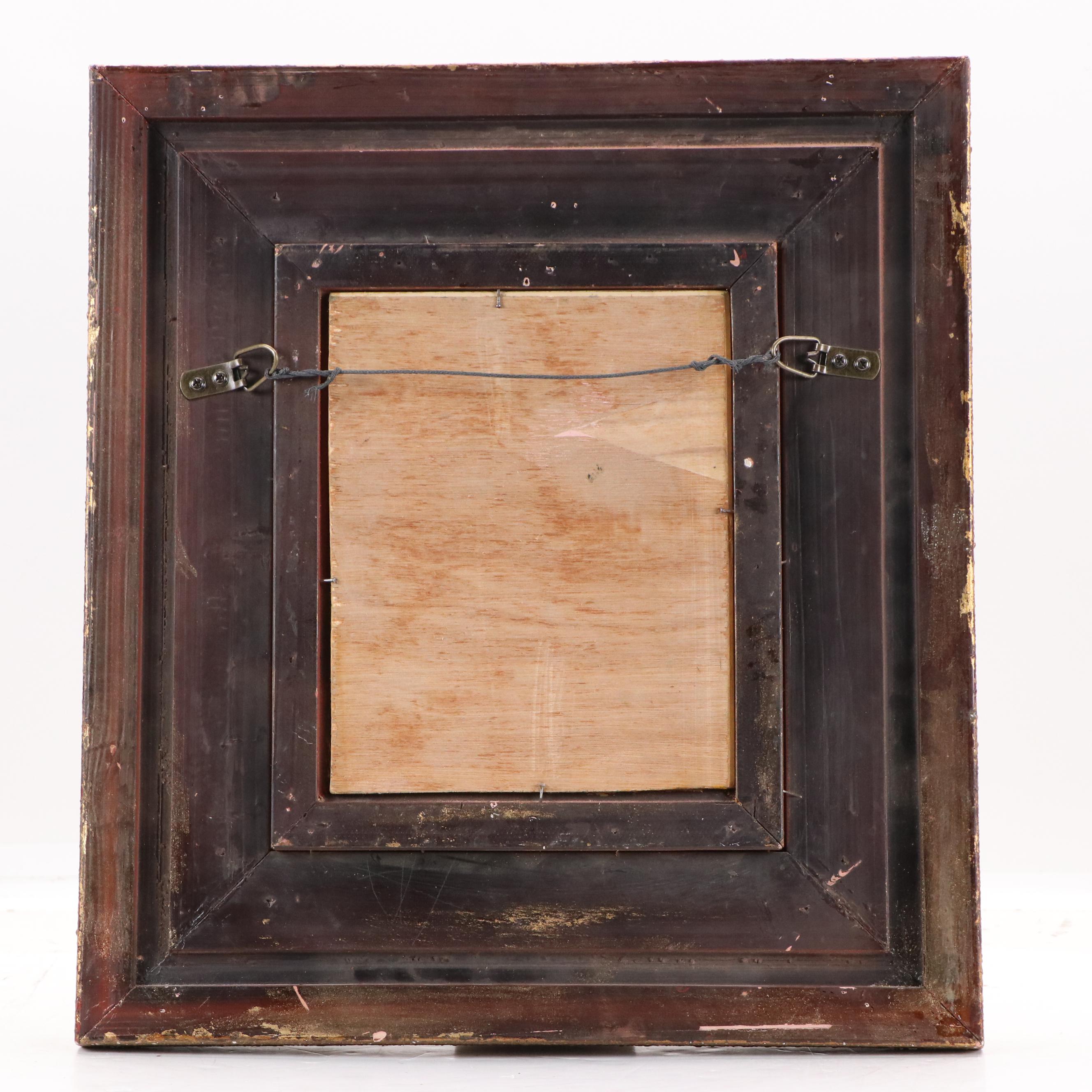 N. Pena Oil Painting of Young Woman Picking Flowers