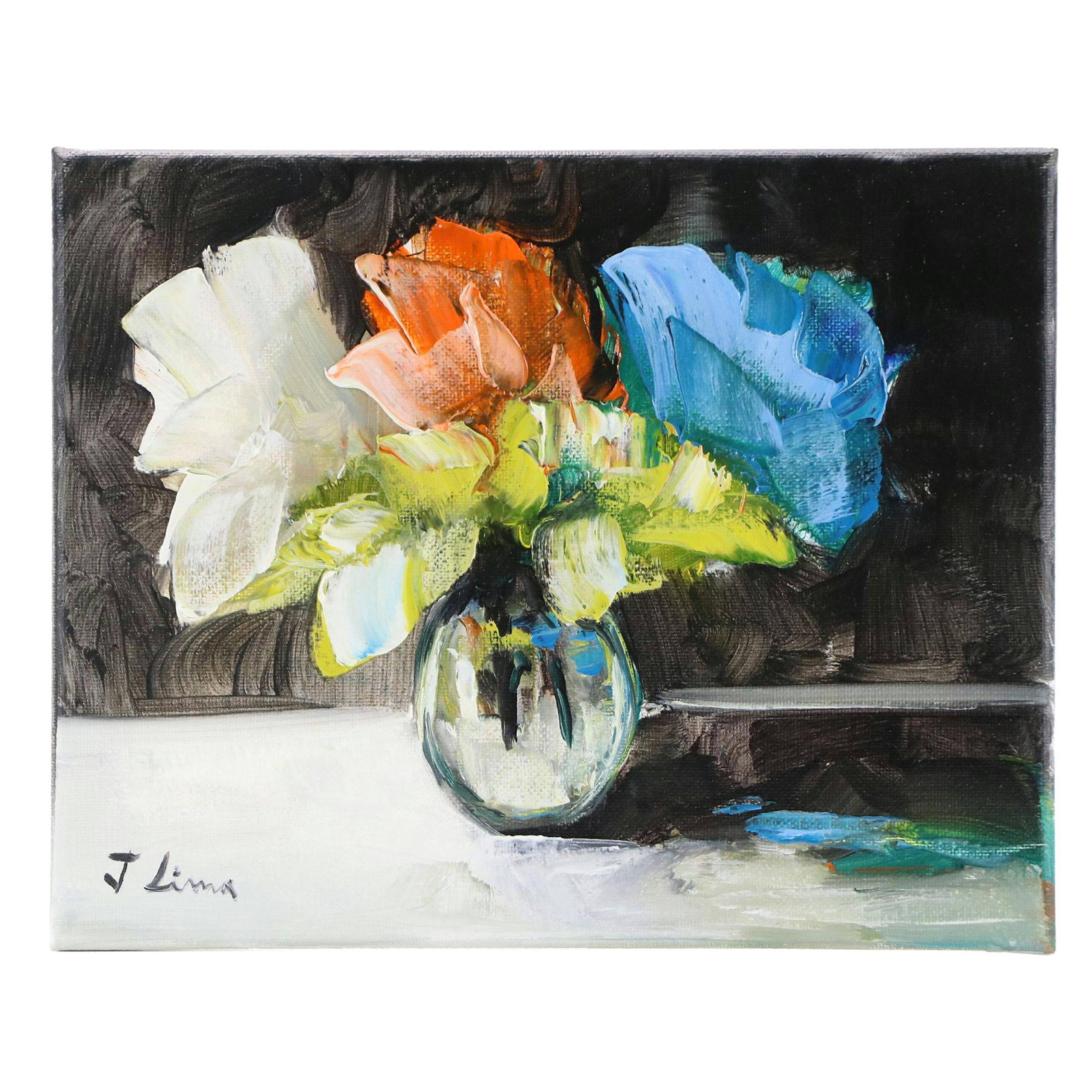José M. Lima Floral Still Life Oil Painting, 2025