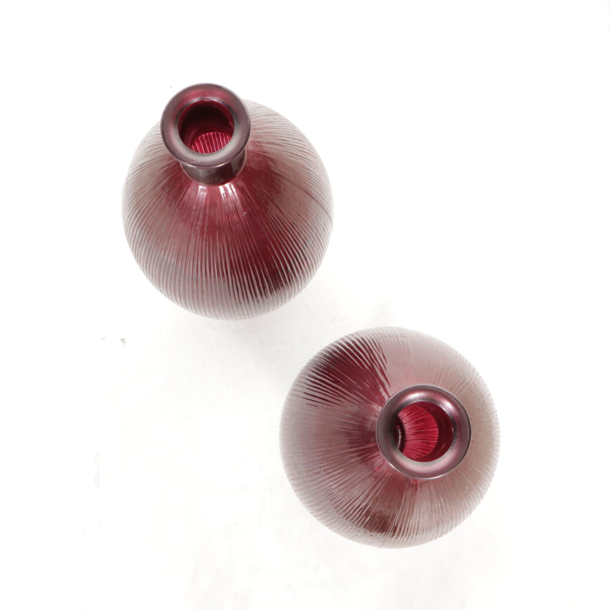 Amethyst Ribbed Glass Floor Vases