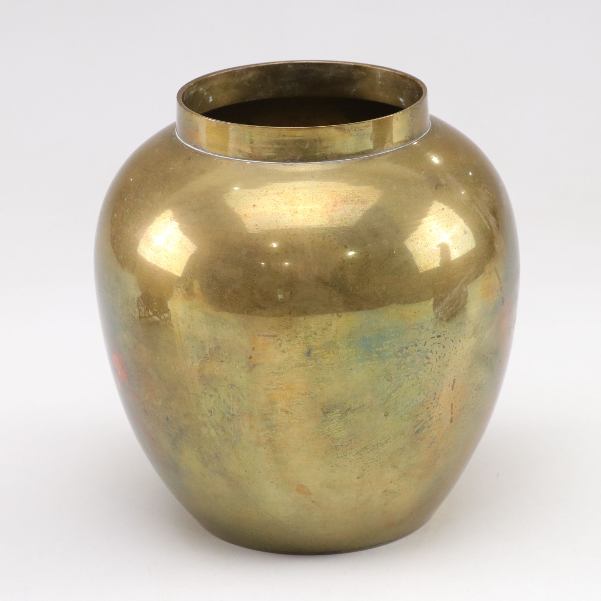 Brass Urn & Decorative Bowl with Other Decor