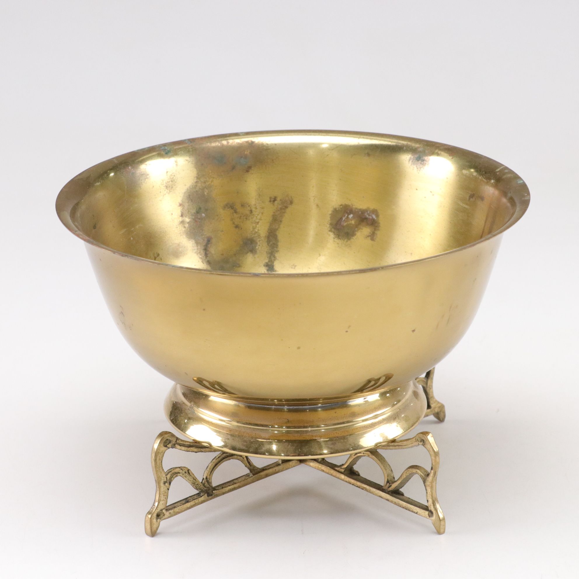Brass Urn & Decorative Bowl with Other Decor