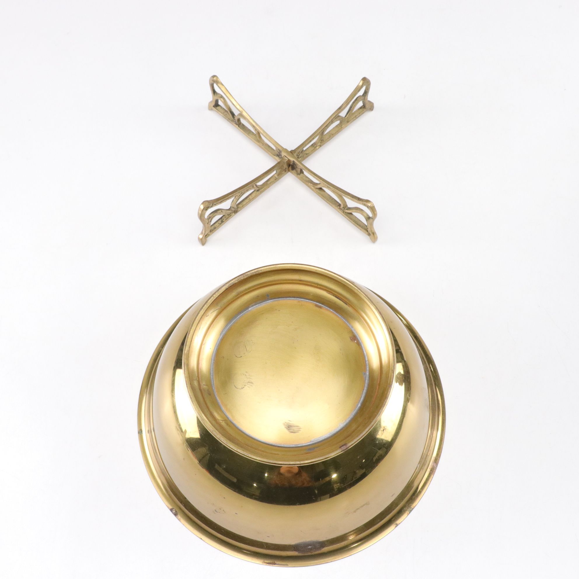 Brass Urn & Decorative Bowl with Other Decor