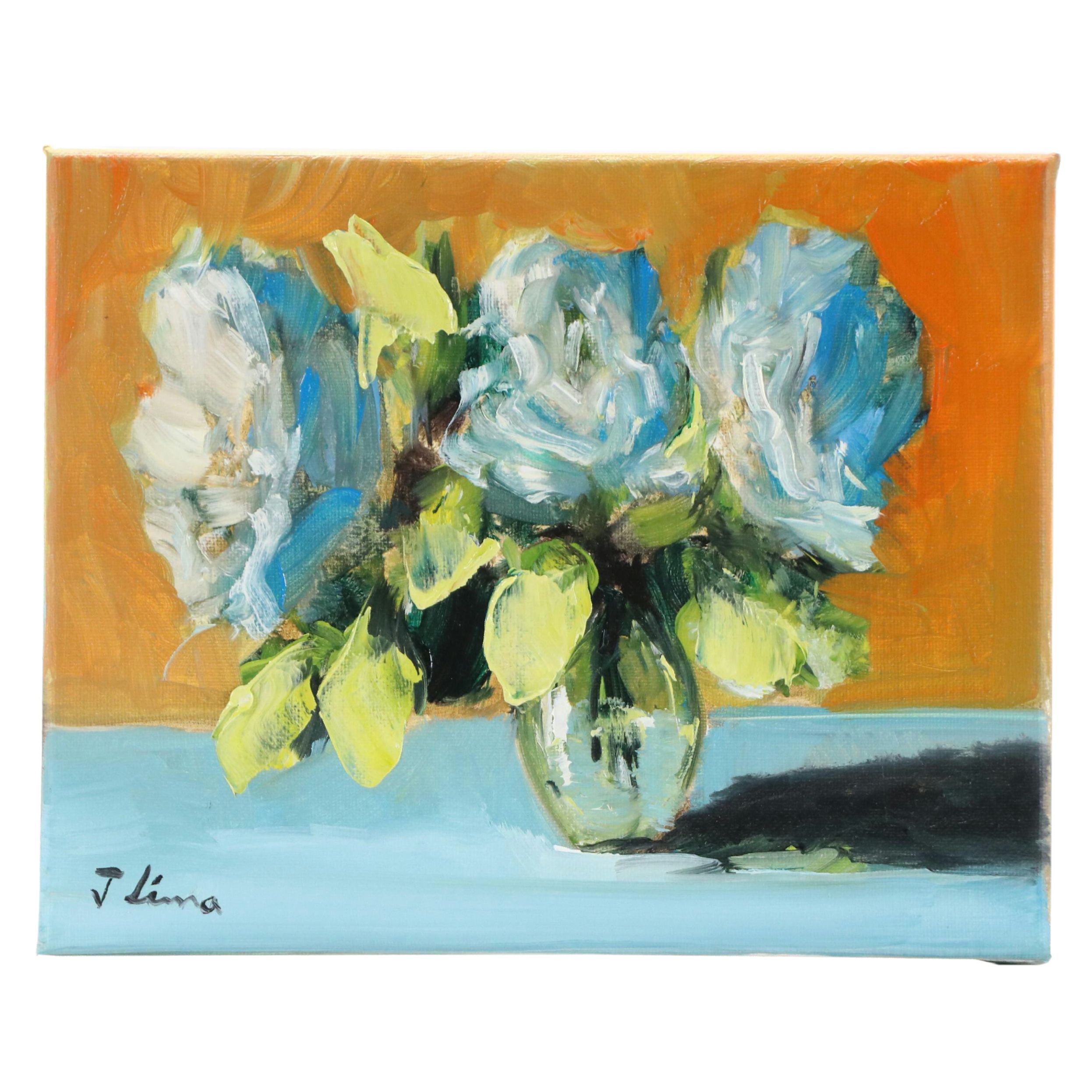 José M. Lima Floral Still Life Oil Painting, 2025