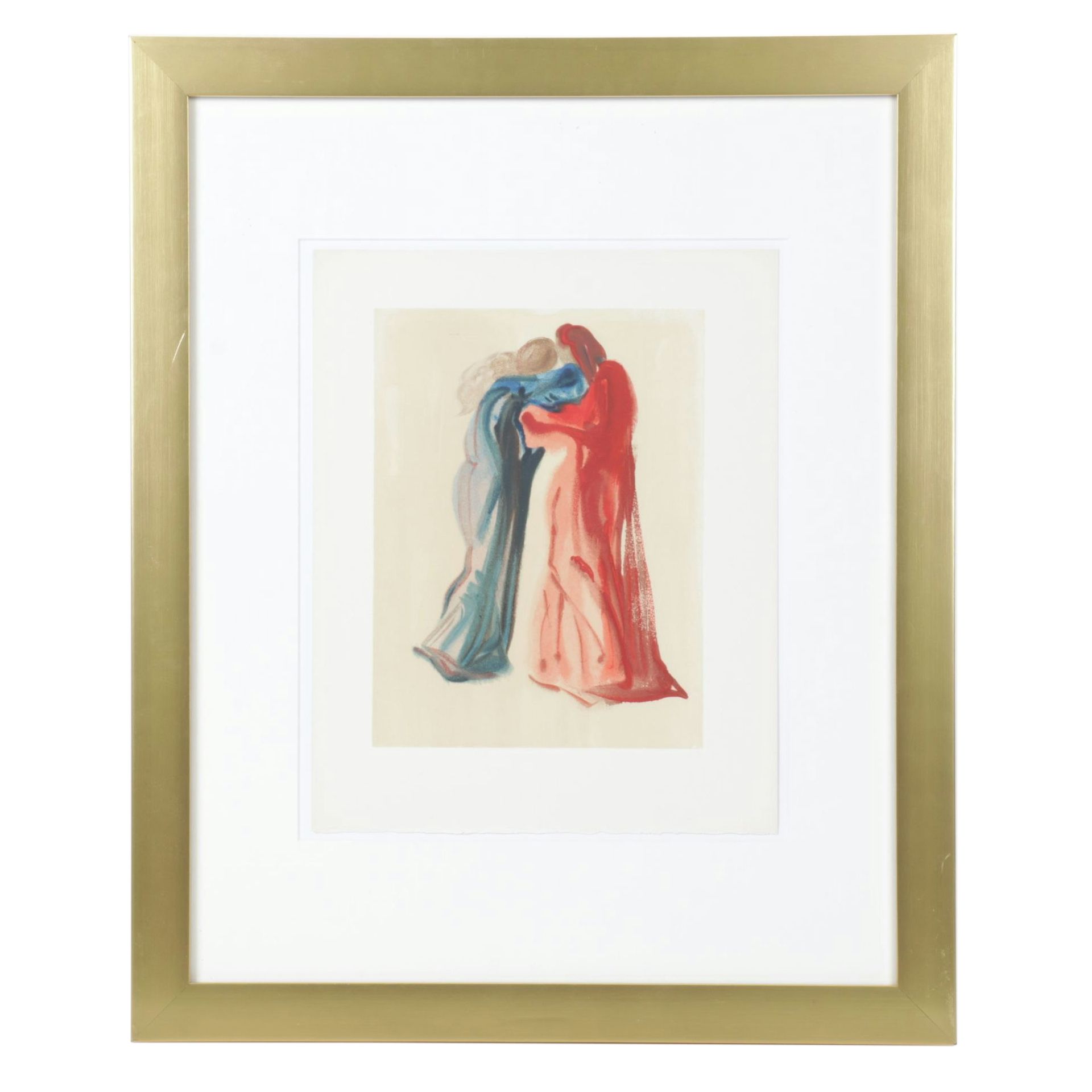 Salvador Dalí Wood Engraving "Rencontre de Dante et Béatrice," 1960-1964