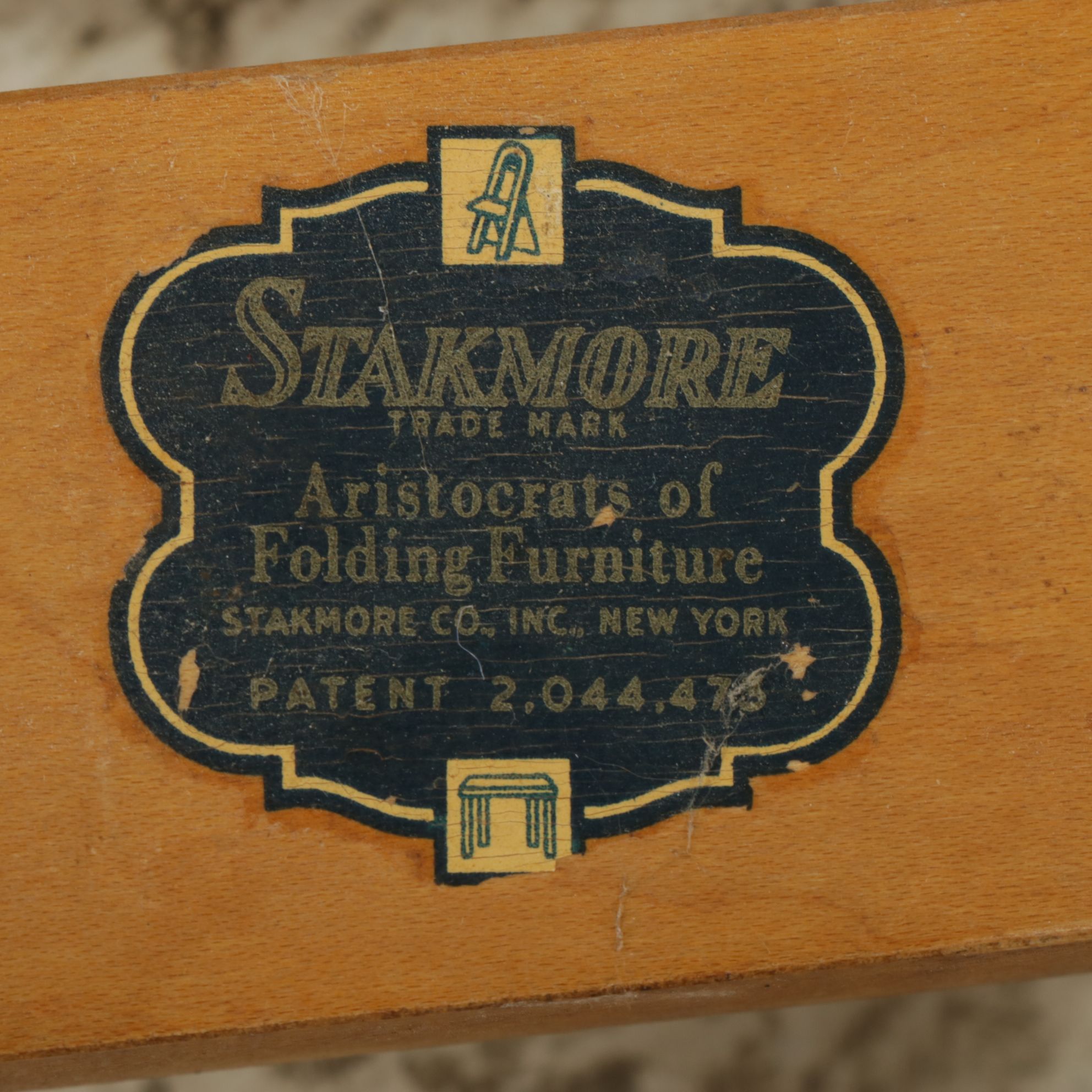 Starmore Folding Wood Table with Four Chairs, Mid to Late 20th Century