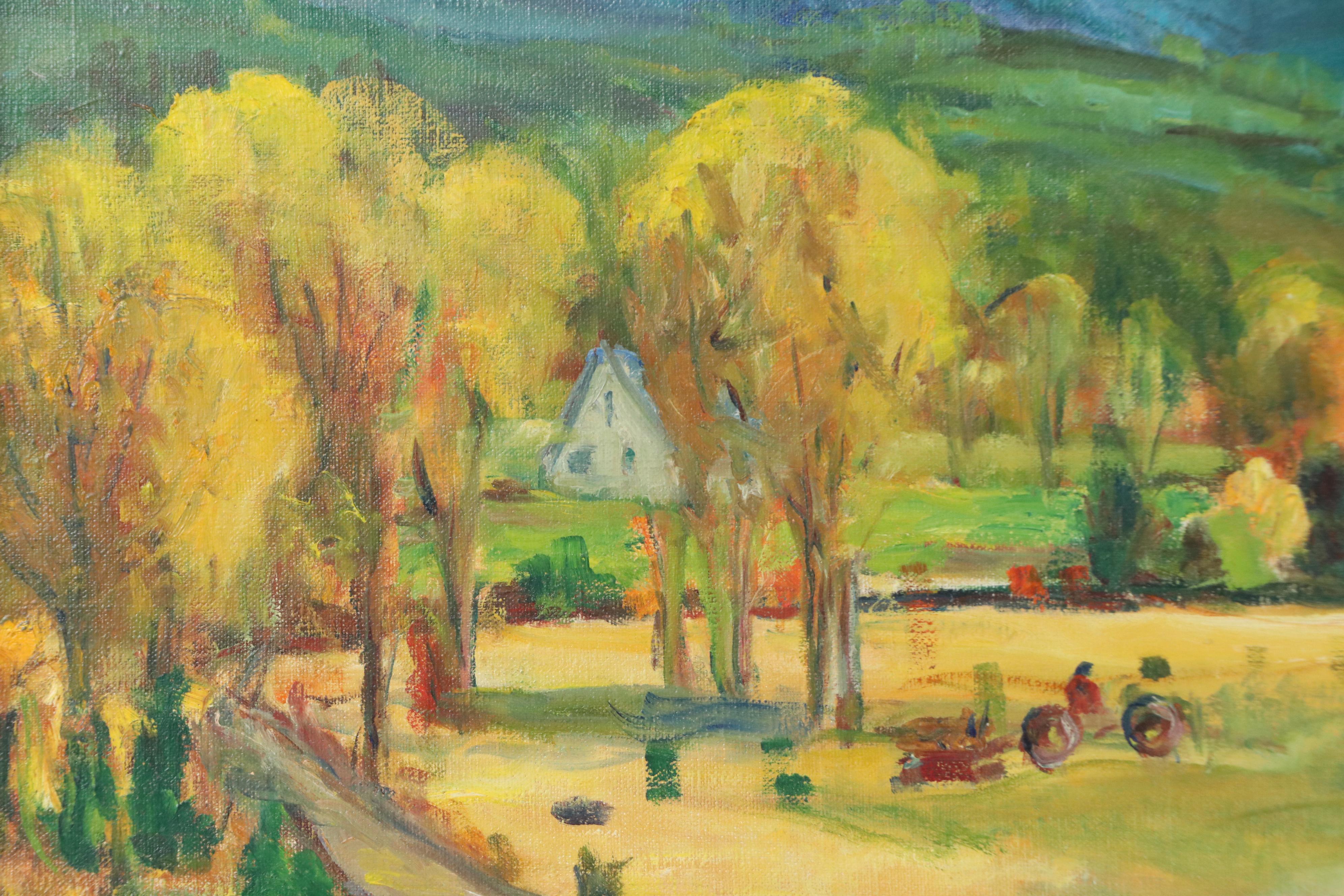 Gallagher Oil Painting of Rural Landscape with Farm