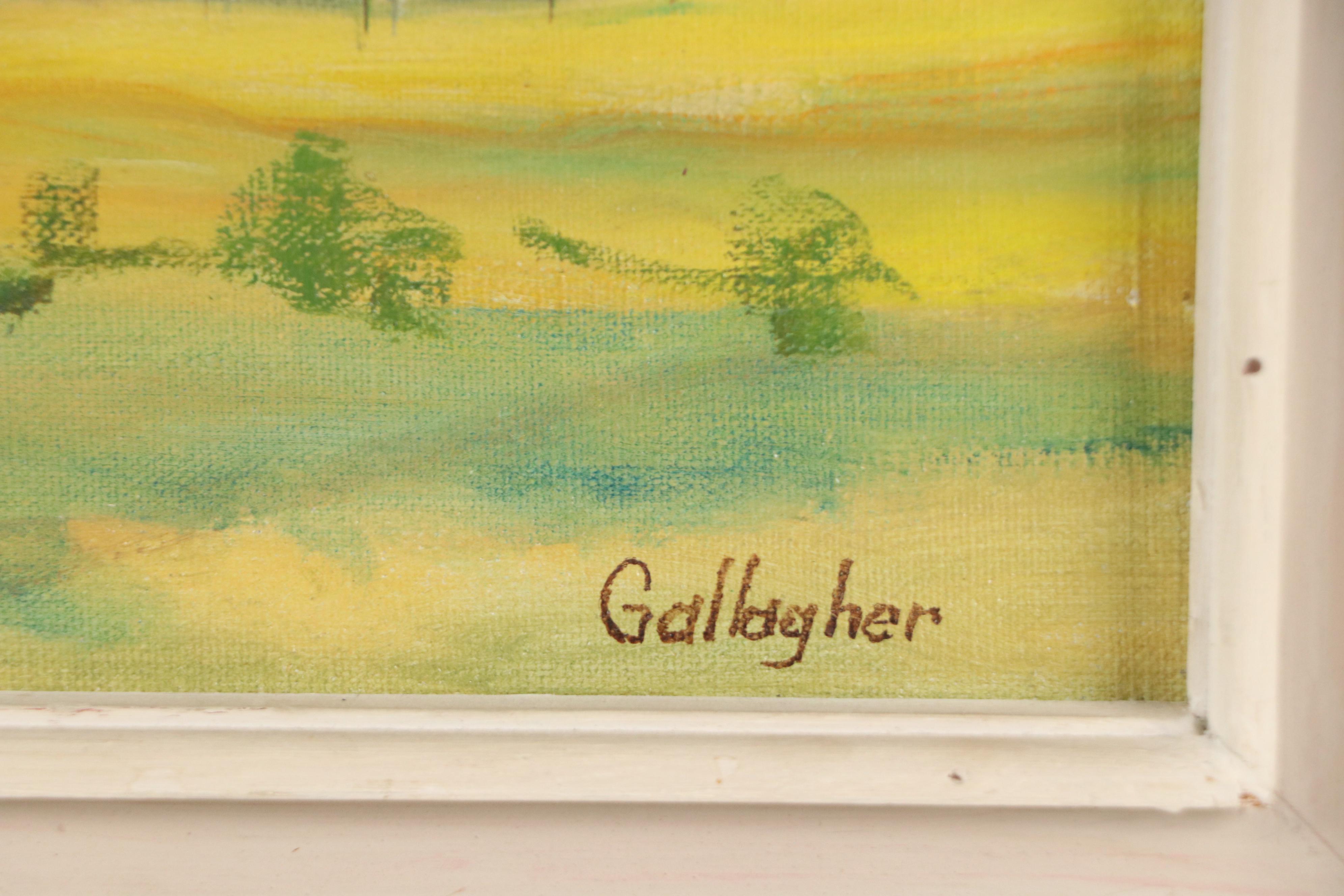 Gallagher Oil Painting of Rural Landscape with Farm