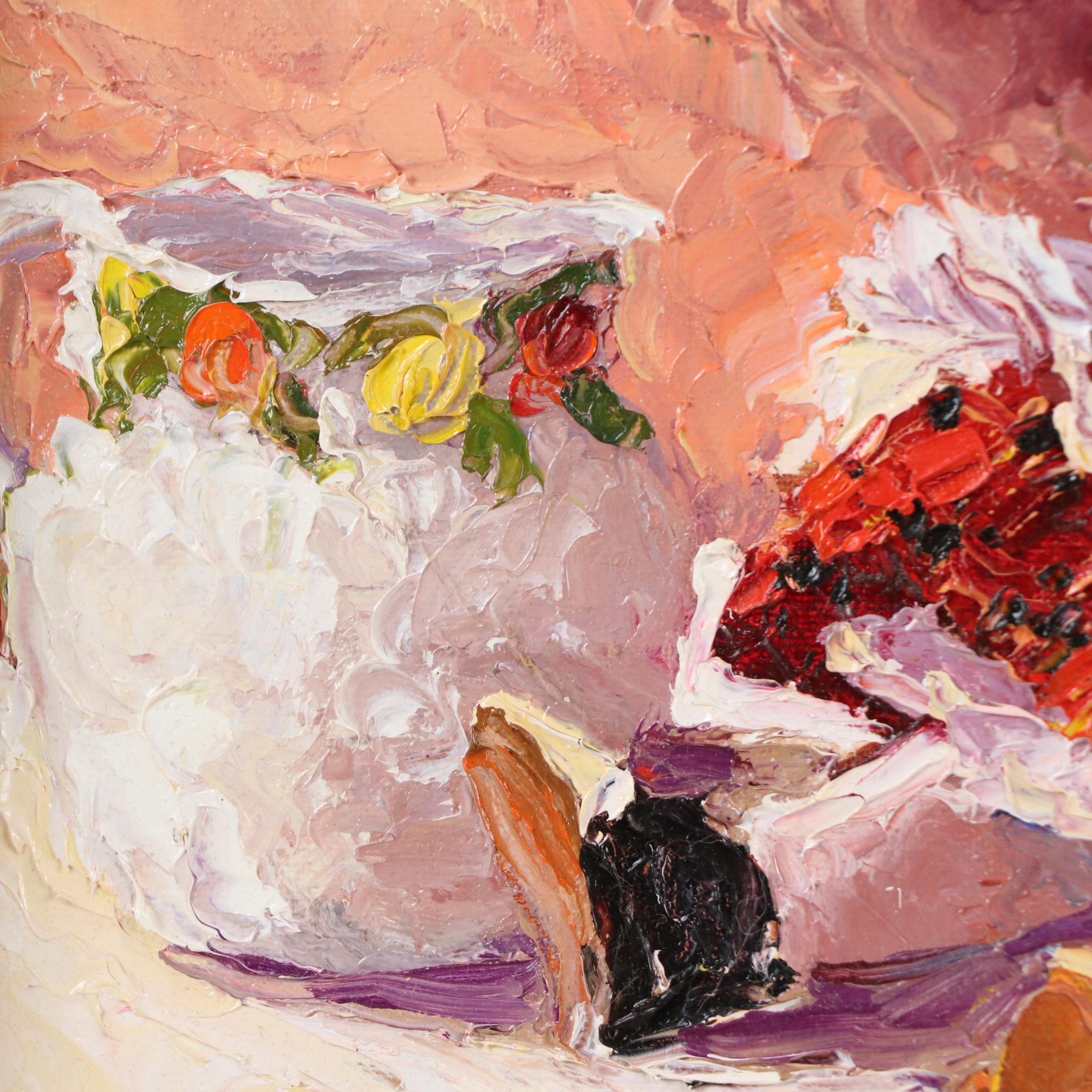 Sandra Boschet Impasto Oil Painting "Dressed for Tea," Late 20th–21st Century