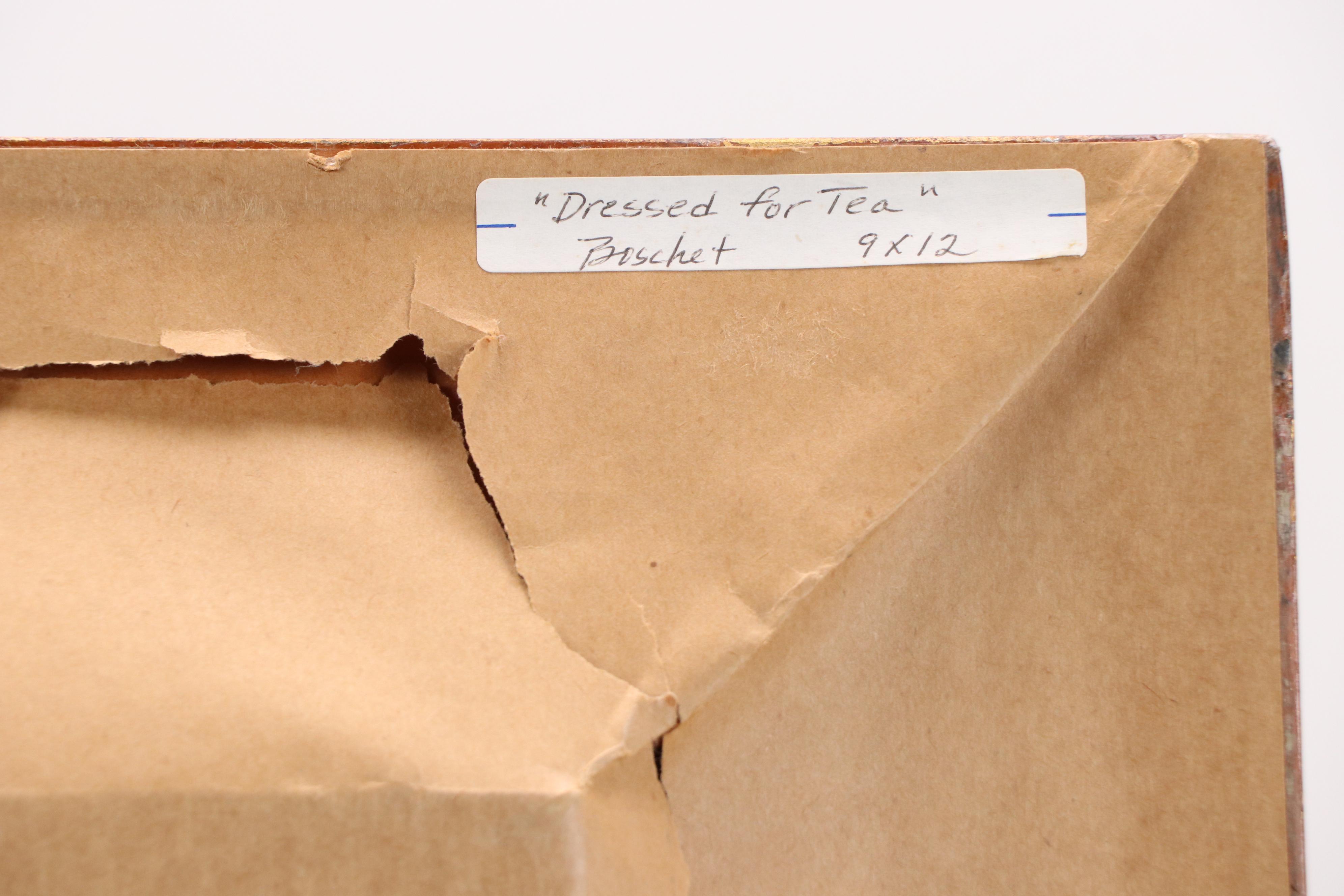 Sandra Boschet Impasto Oil Painting "Dressed for Tea," Late 20th–21st Century