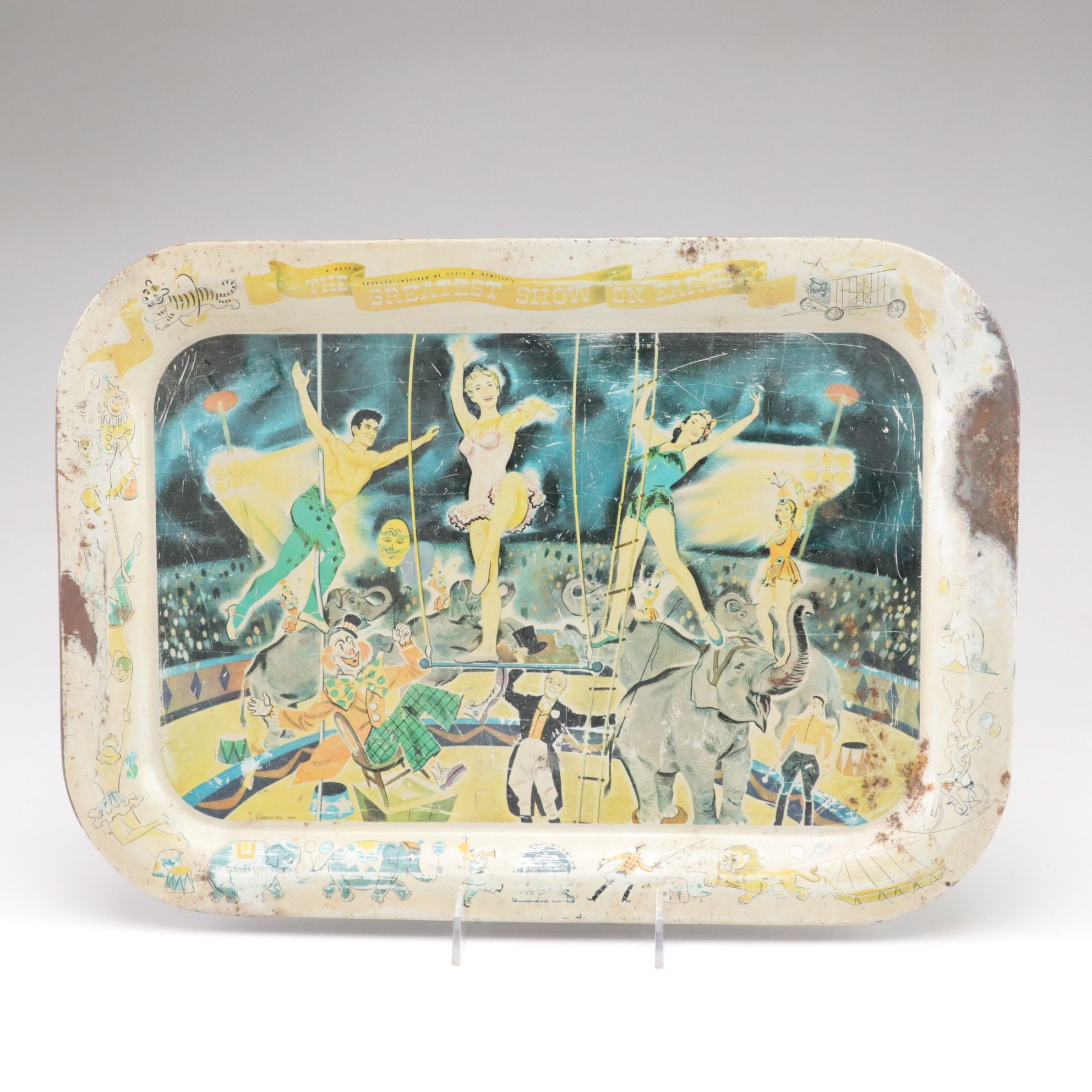 "The Greatest Show on Earth" Tray with Circus Themed Wind-Up Toys and More