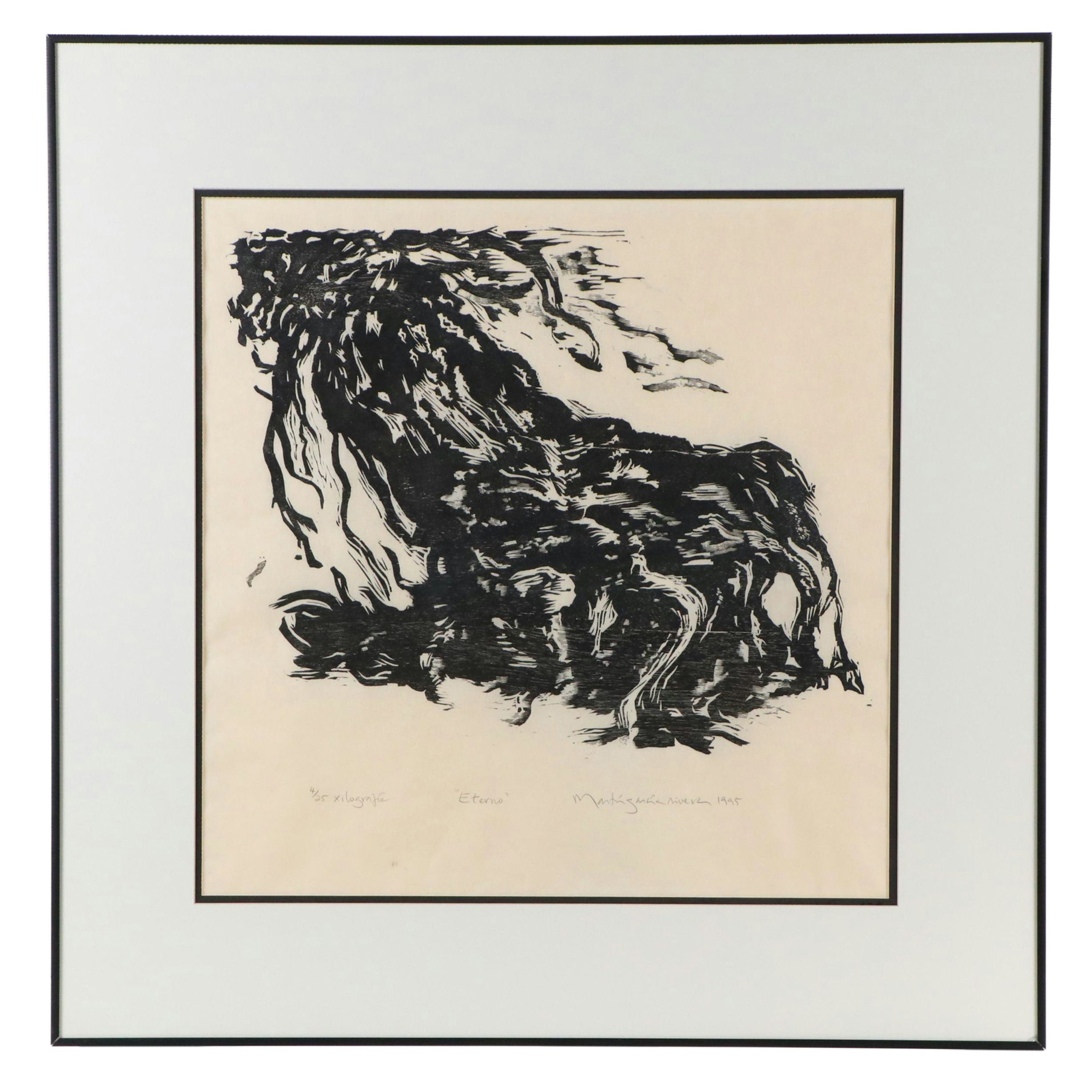 Martín García Rivera Woodcut "Eterno," 1995
