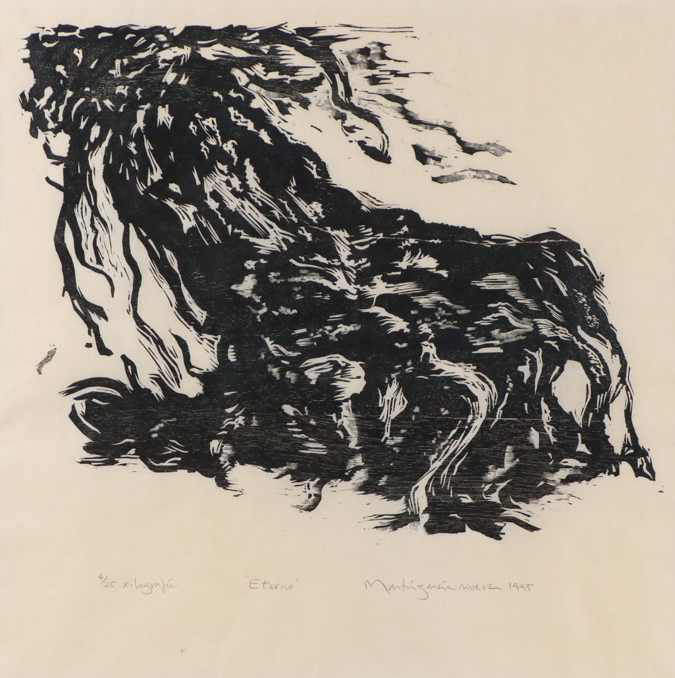 Martín García Rivera Woodcut "Eterno," 1995
