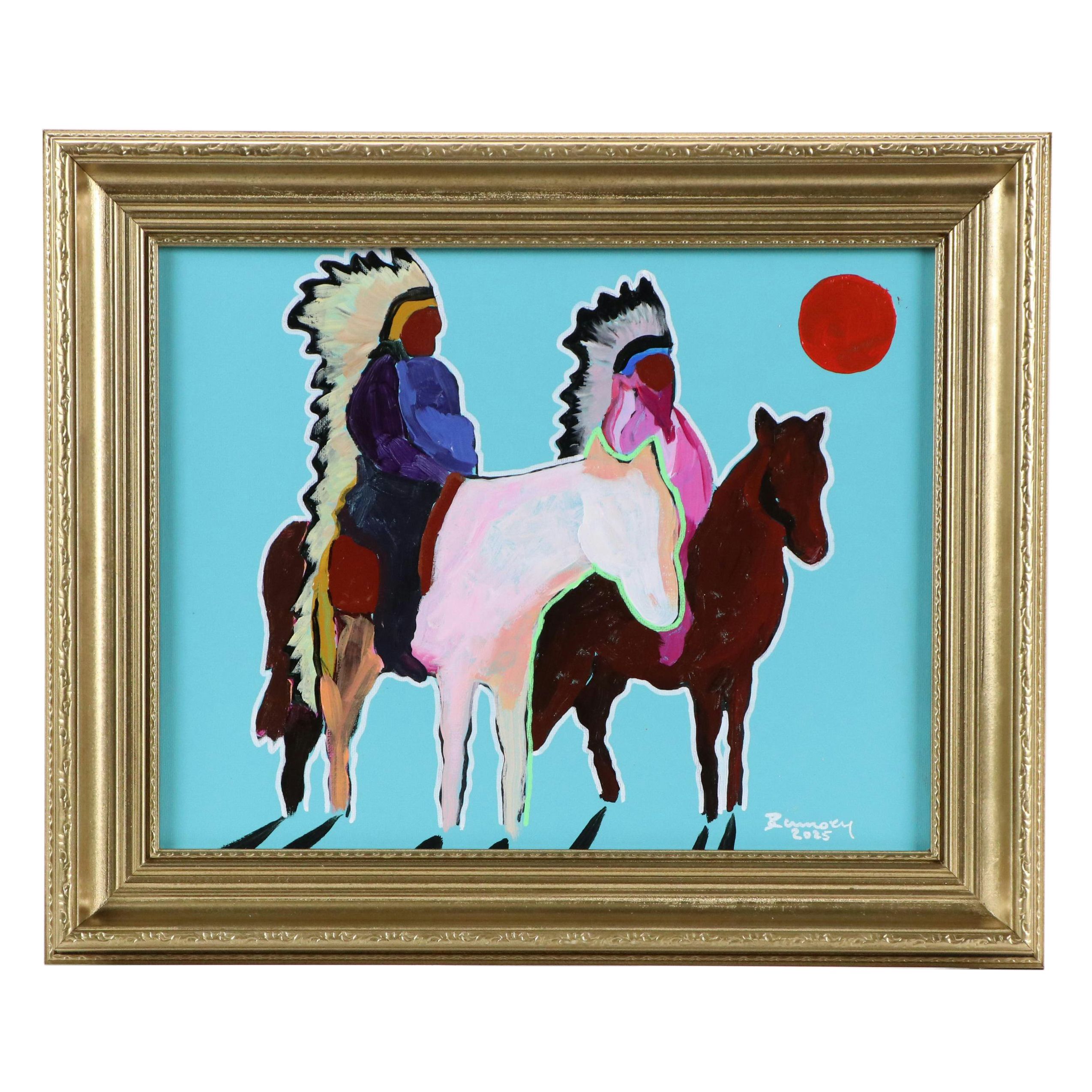 Joshua Ramsey Stylized Western Acrylic Painting "Ancestors #13," 2025