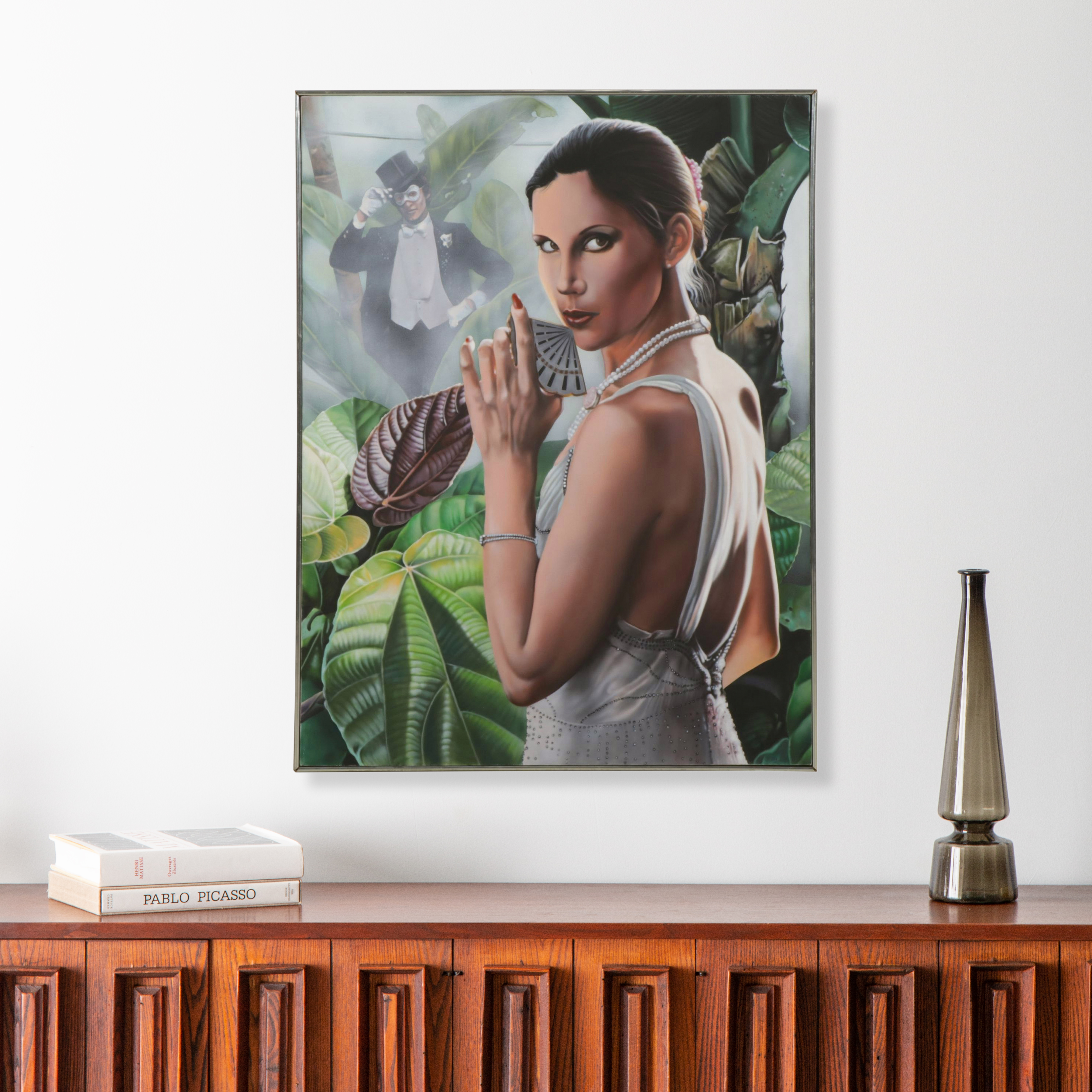 Barbara Rogers "Meeting with a Masked Man" Oil Painting, 1980