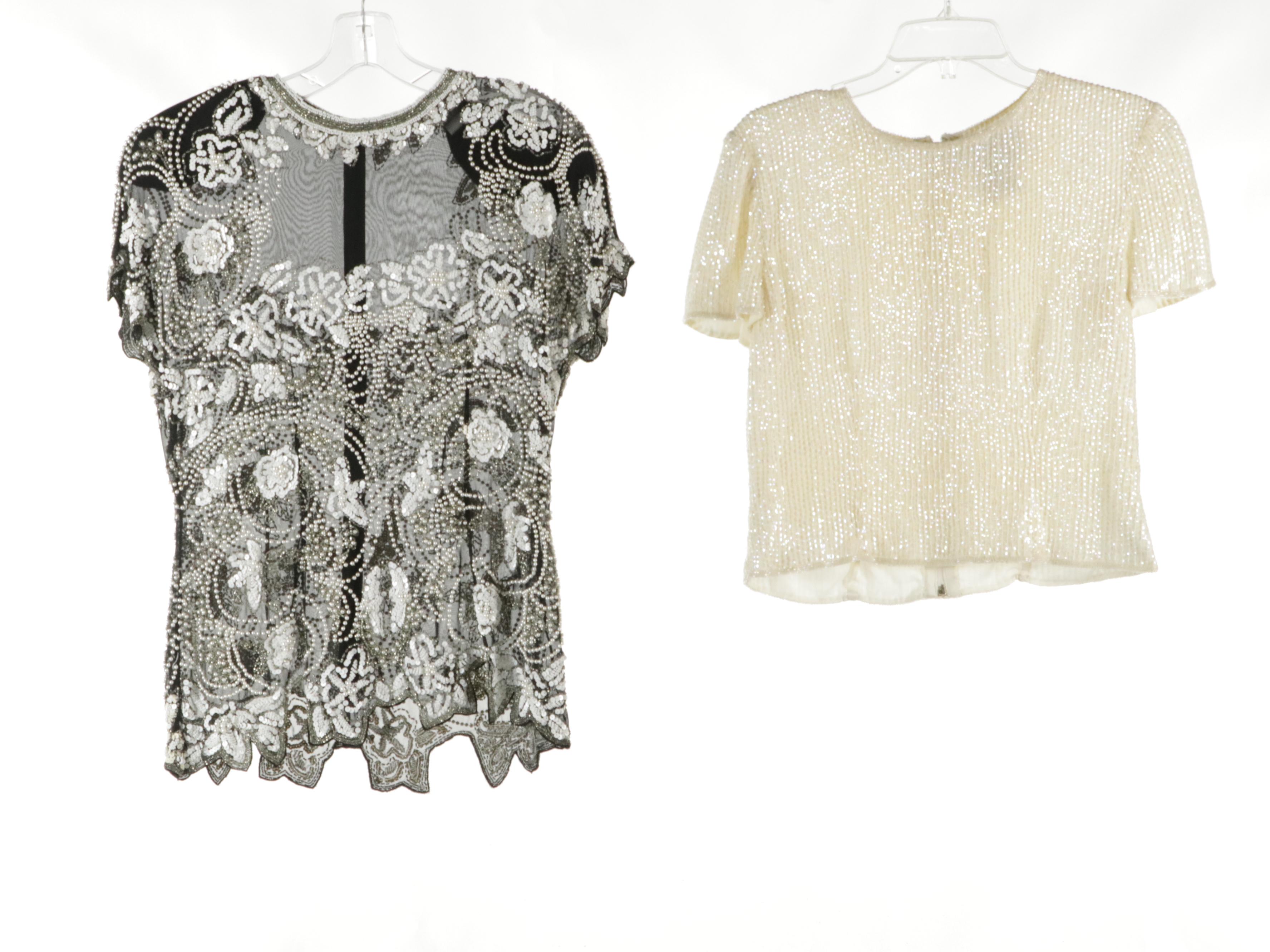Papéll Boutique Sequin Top, Harold's Floral Jacquard Coat, Other Embellished Top