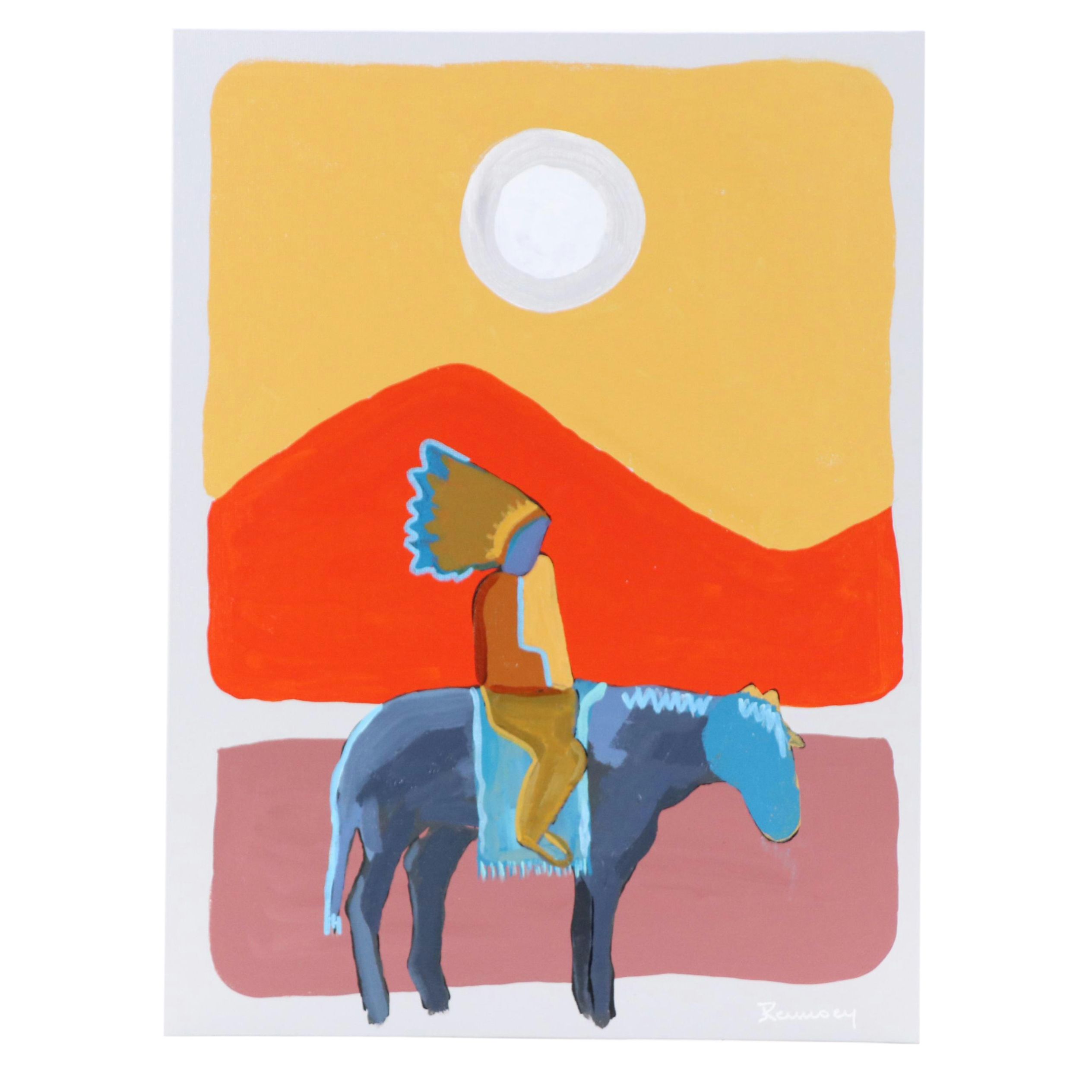 Joshua Ramsey Stylized Southwestern Acrylic Painting "Desert Wanderer II," 2025