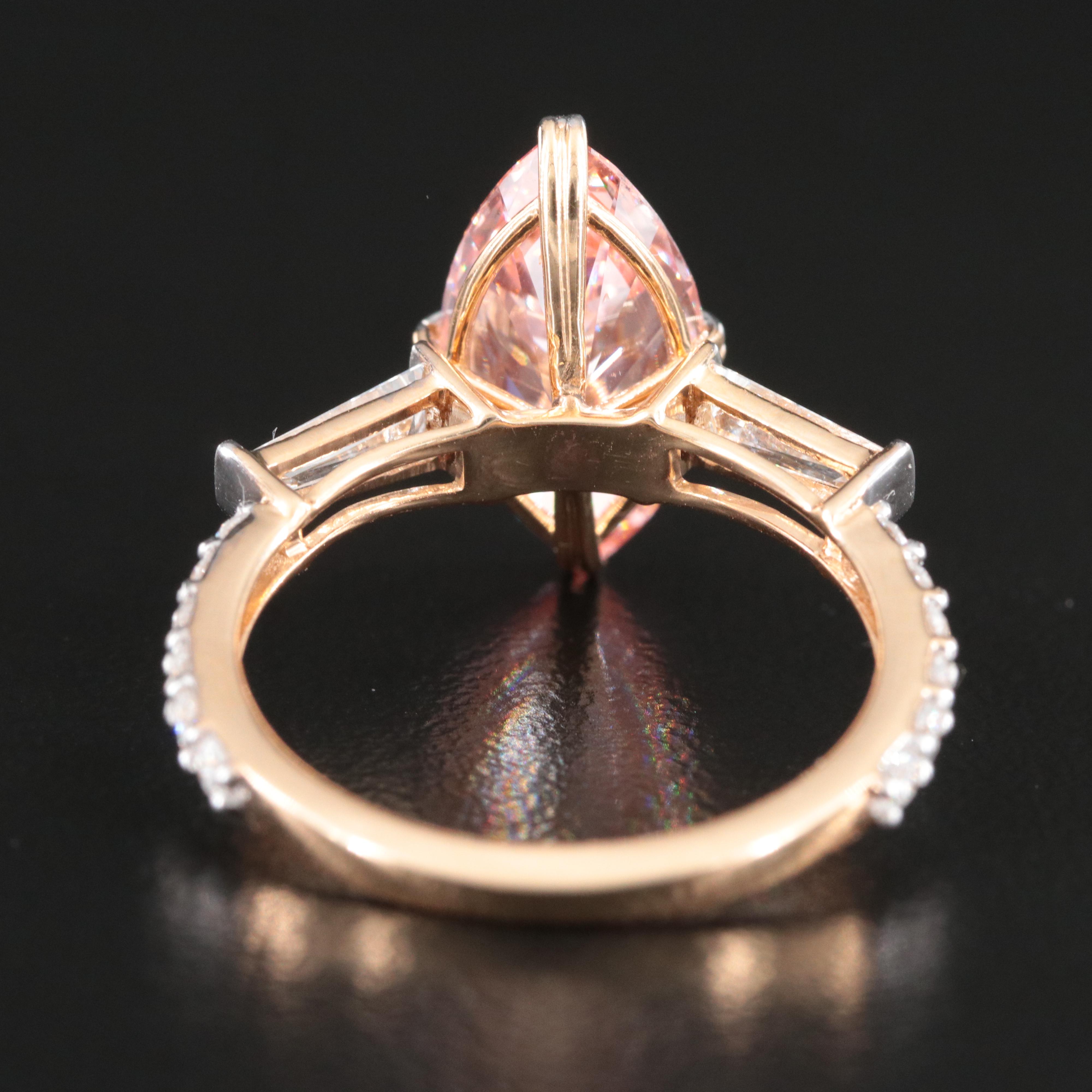 18K 3.77 CTW Lab Grown Diamond Ring with Fancy Pink Center and IGI Report