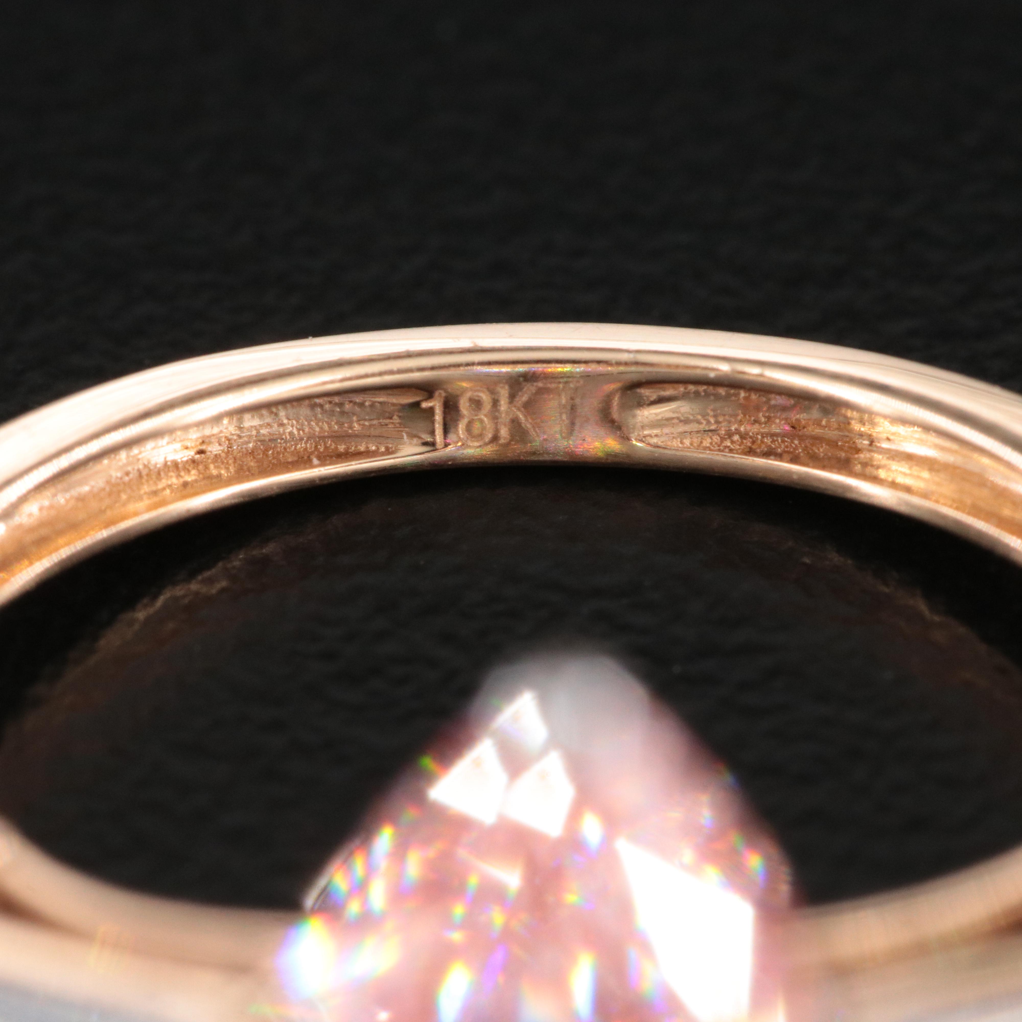 18K 3.77 CTW Lab Grown Diamond Ring with Fancy Pink Center and IGI Report