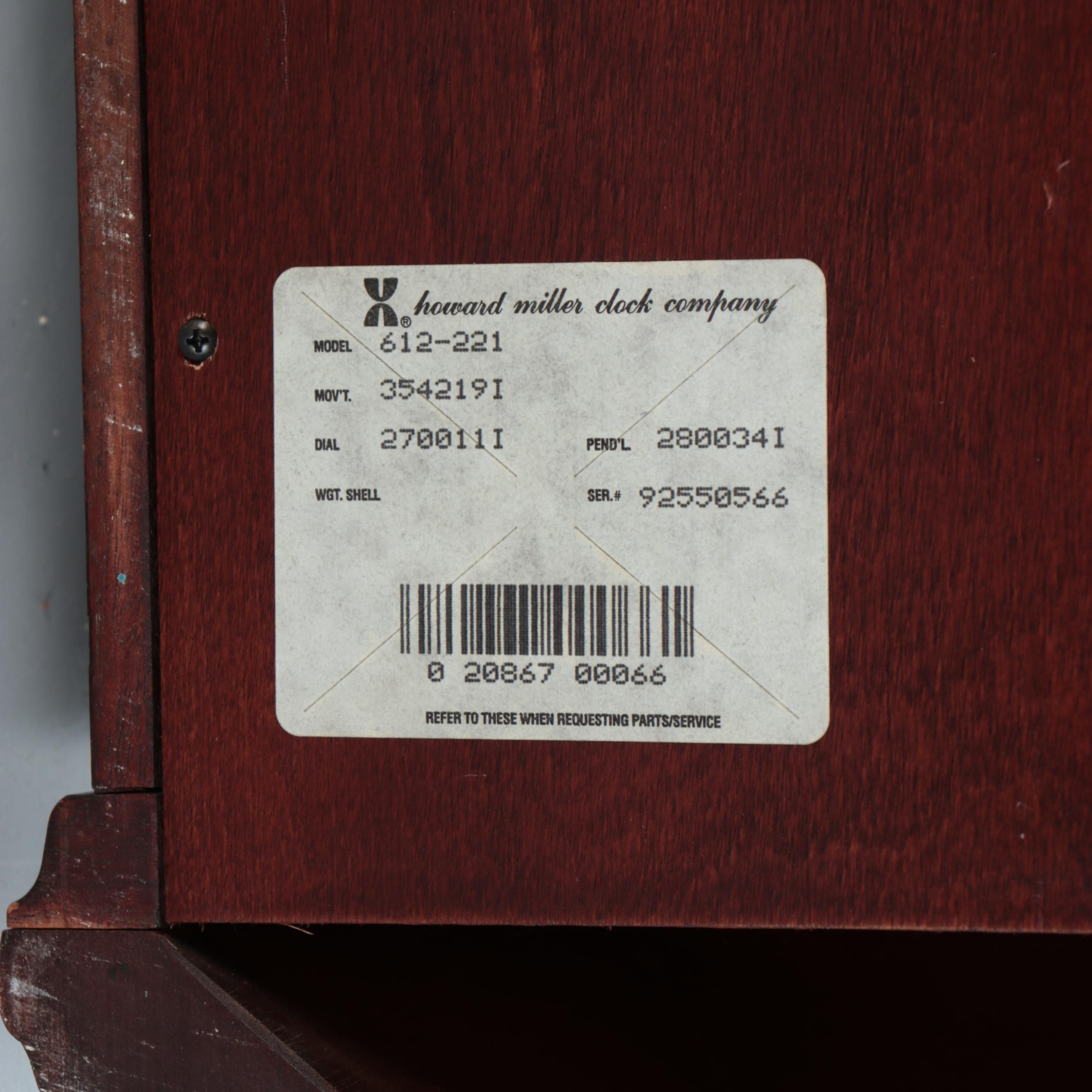 Howard Miller "Jennison" Mahogany Finish Wall Clock