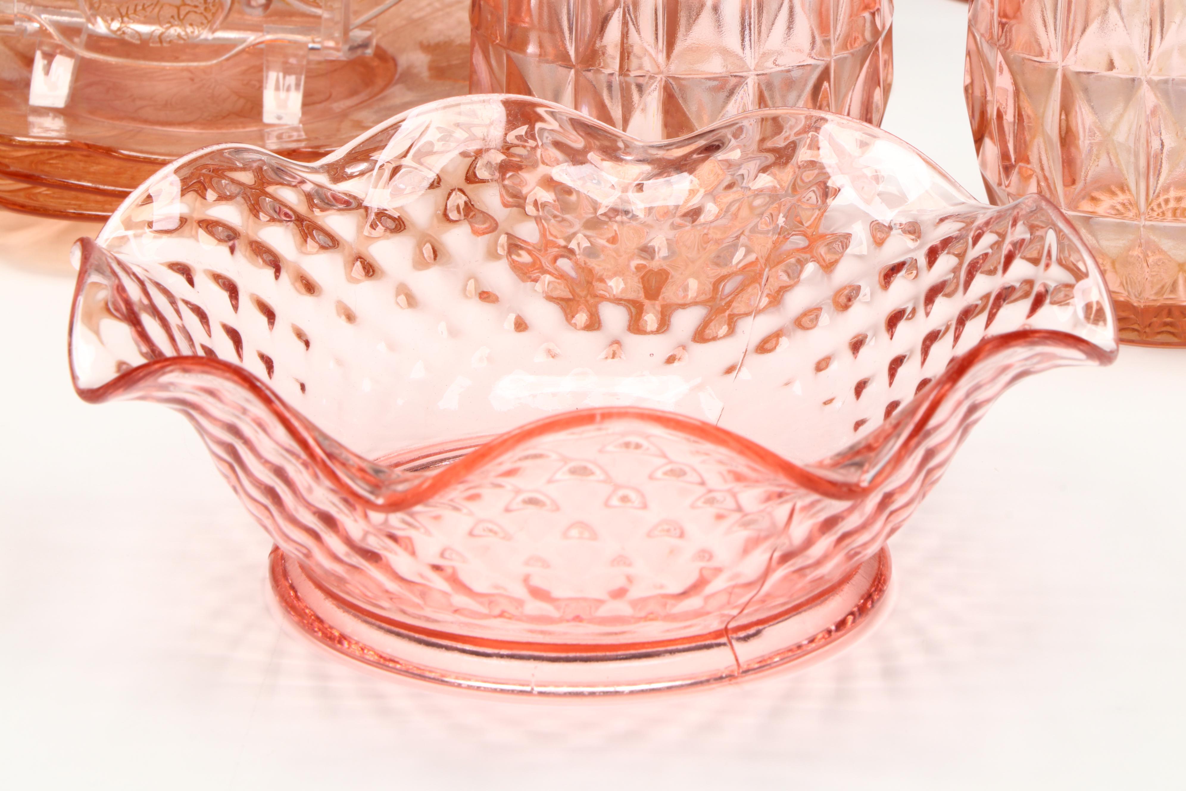 Jeannette "Cherry Blossom Pink" and More Depression Glass with Other Tableware