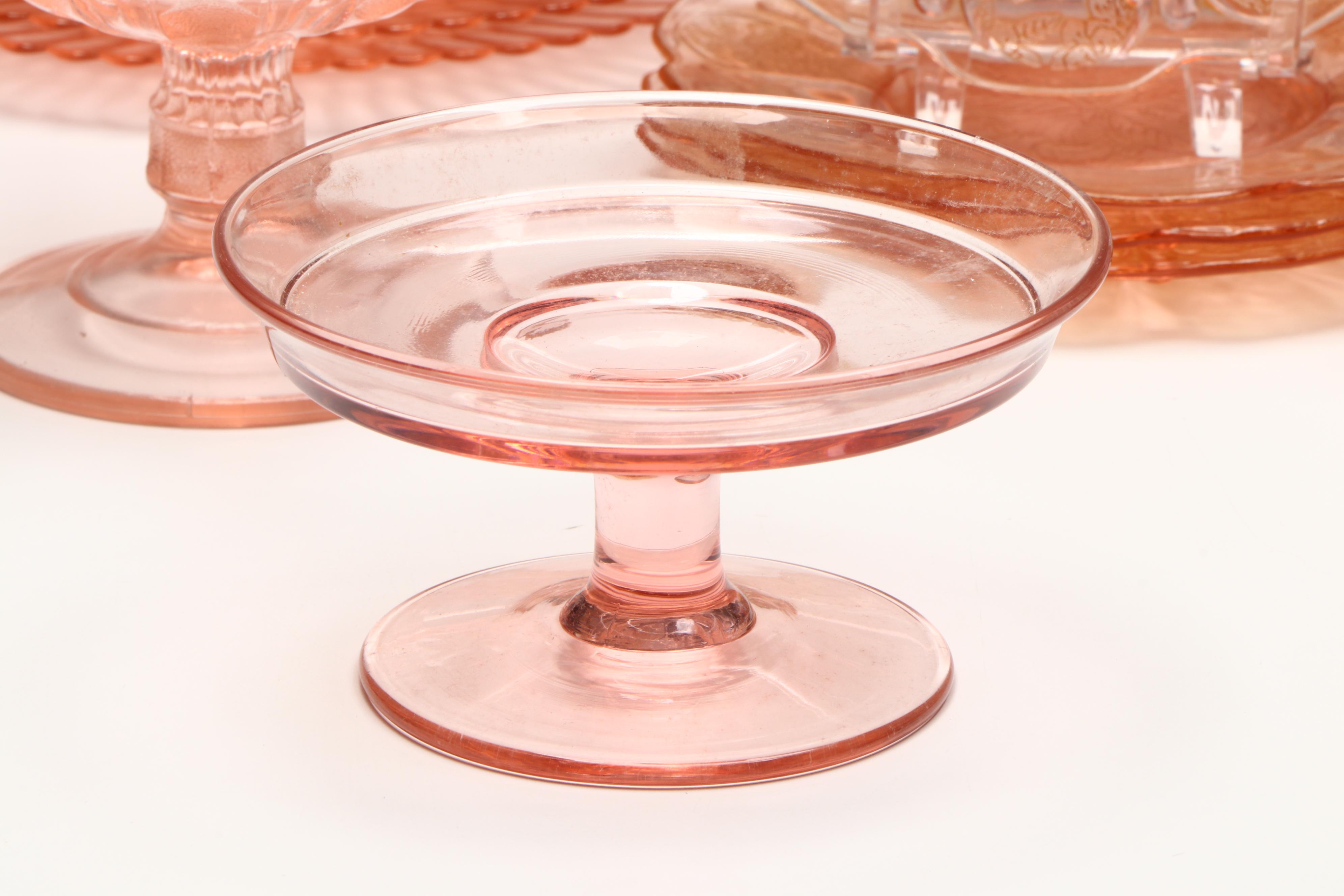 Jeannette "Cherry Blossom Pink" and More Depression Glass with Other Tableware