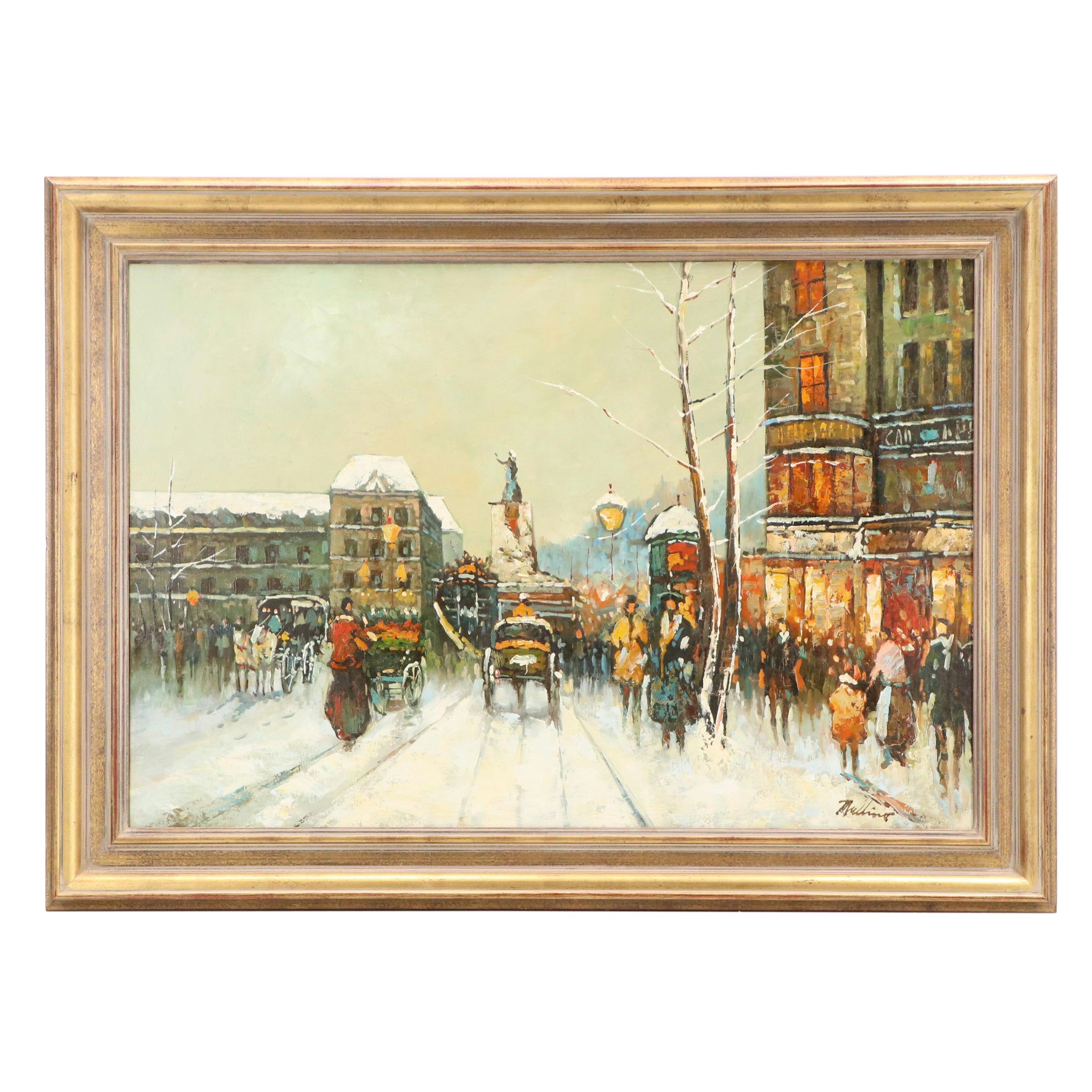 Maltino Impressionist Style Oil Painting "Winter in Paris"