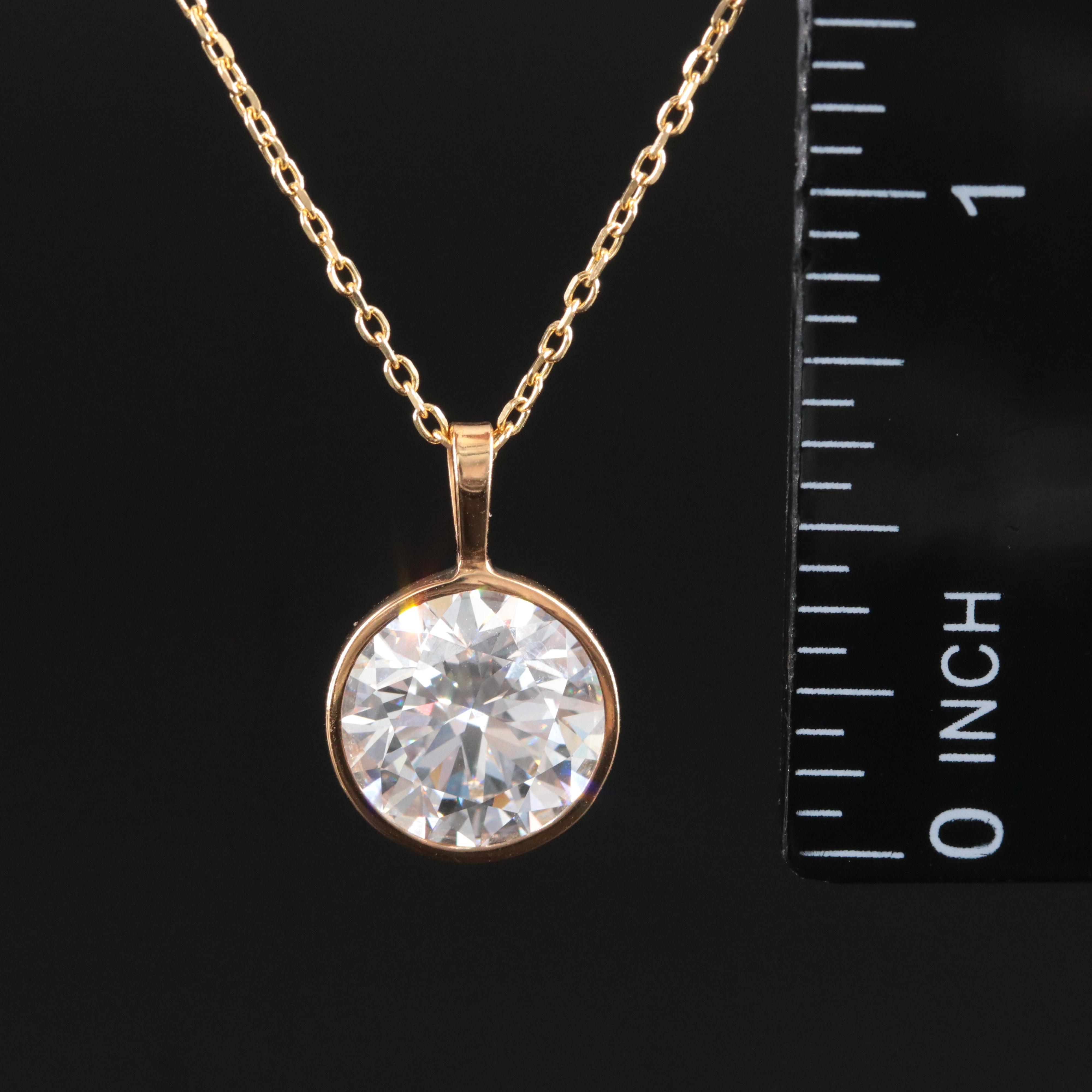 14K 4.00 CT Lab Grown Diamond Bezel Pendant Necklace with IGI Report