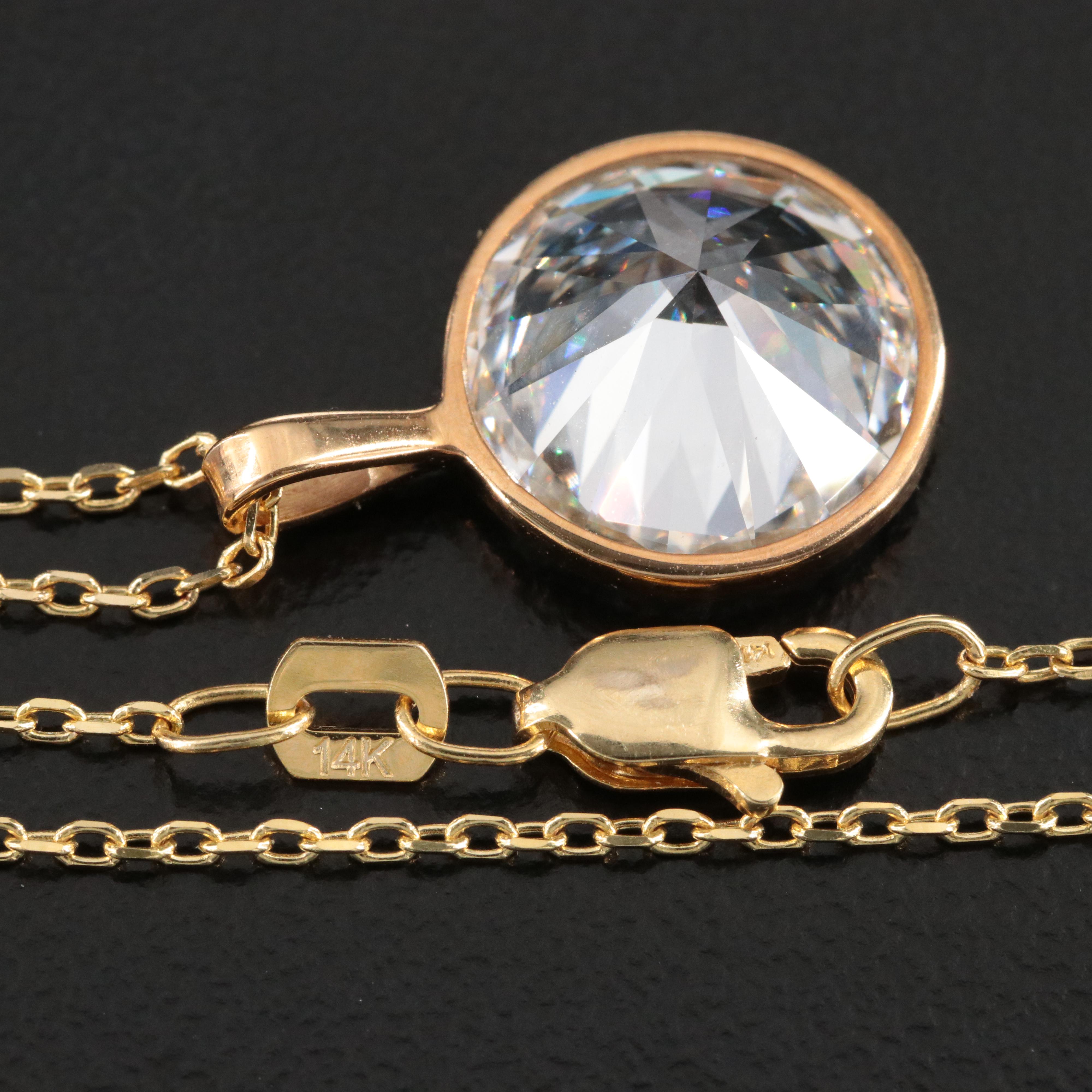 14K 4.00 CT Lab Grown Diamond Bezel Pendant Necklace with IGI Report