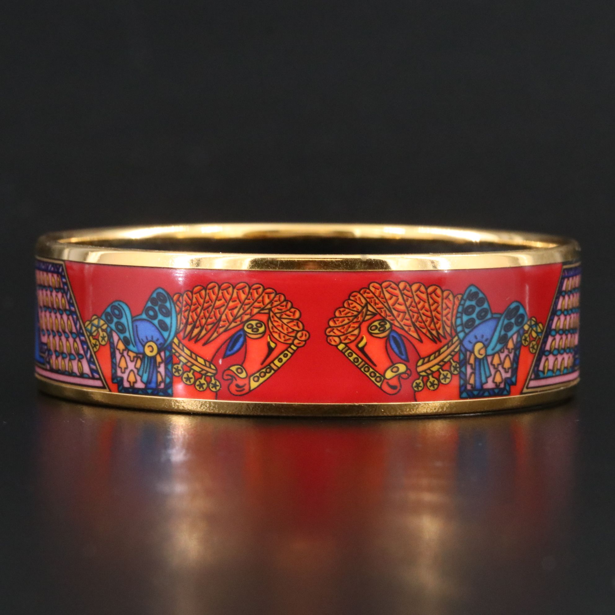 Hermès Wide Enamel Equestrian Bangle