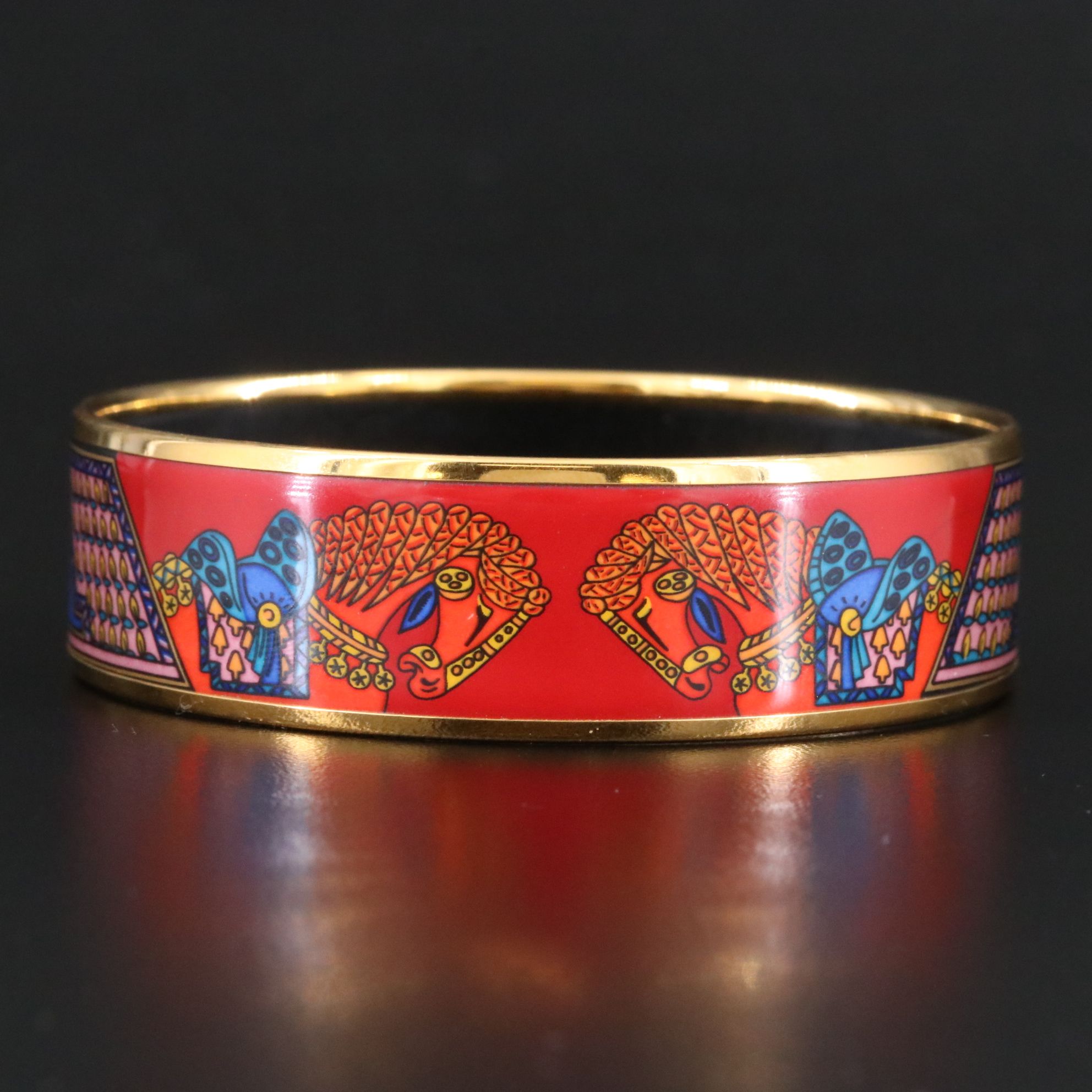 Hermès Wide Enamel Equestrian Bangle