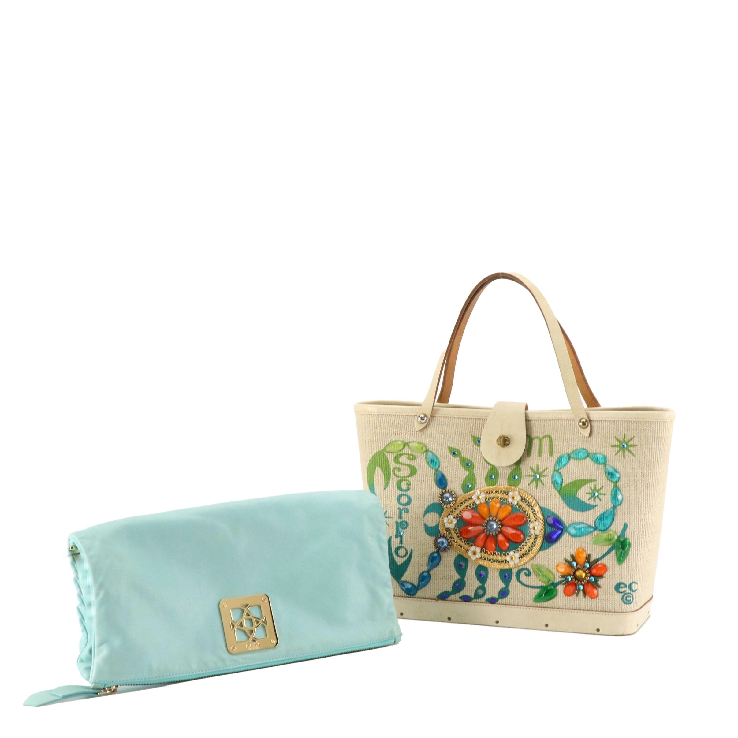 Enid Collins Zodiac Series "Scorpio" Tote and Desa Leather Foldover Clutch