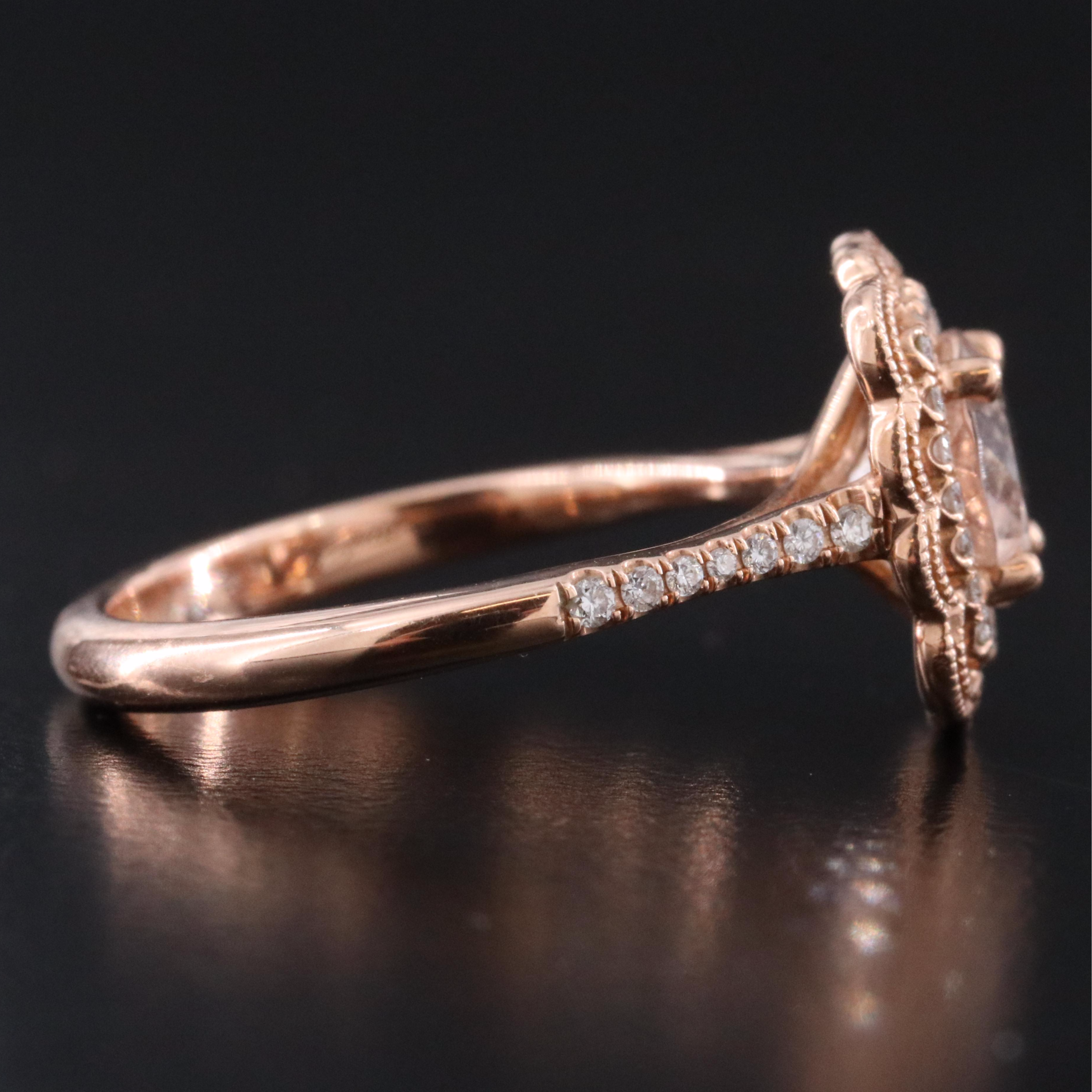 14K Morganite and Diamond Rose Gold Ring